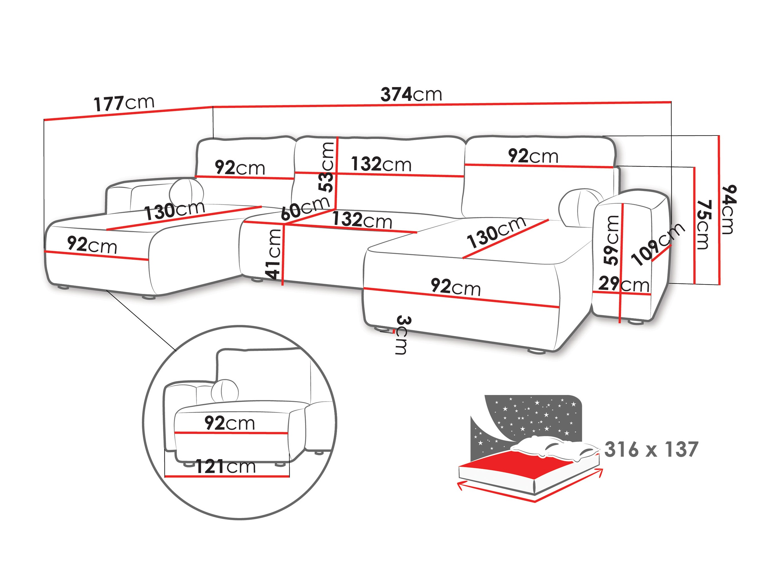 Ugaona garnitura TrendyNest Piscor (Coral 80)