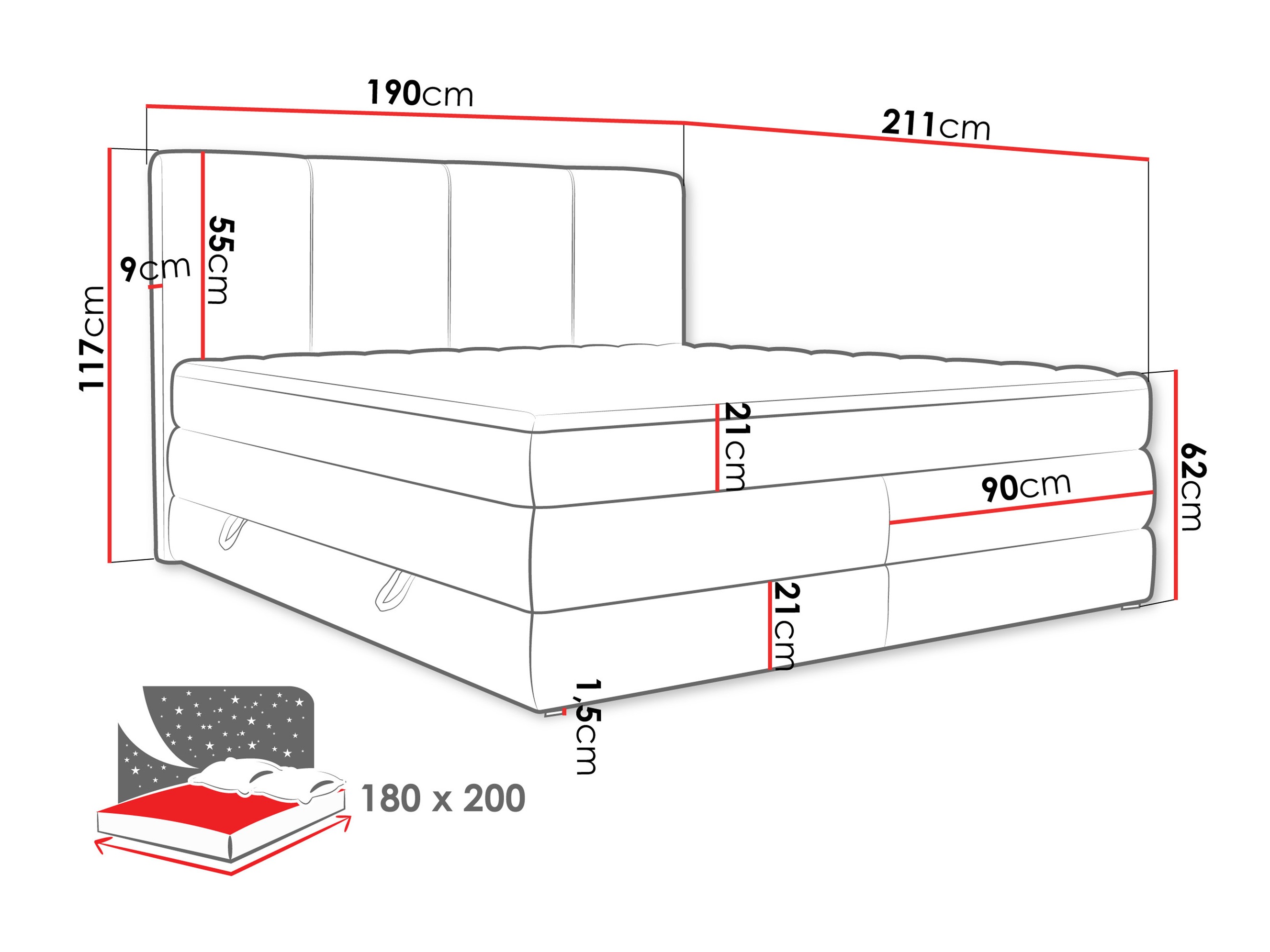 Boxspring krevet ComfiDream Caelion (Onega 03)