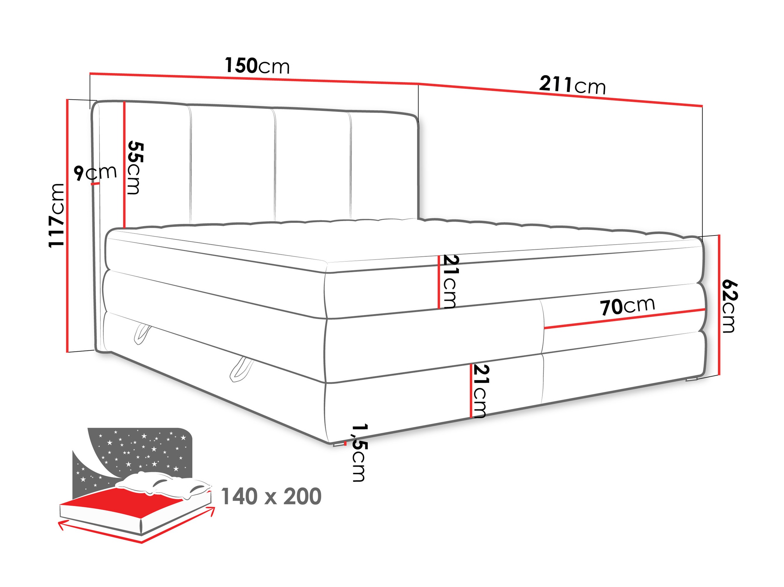 Boxspring krevet ComfiDream Caelion (Onega 07)