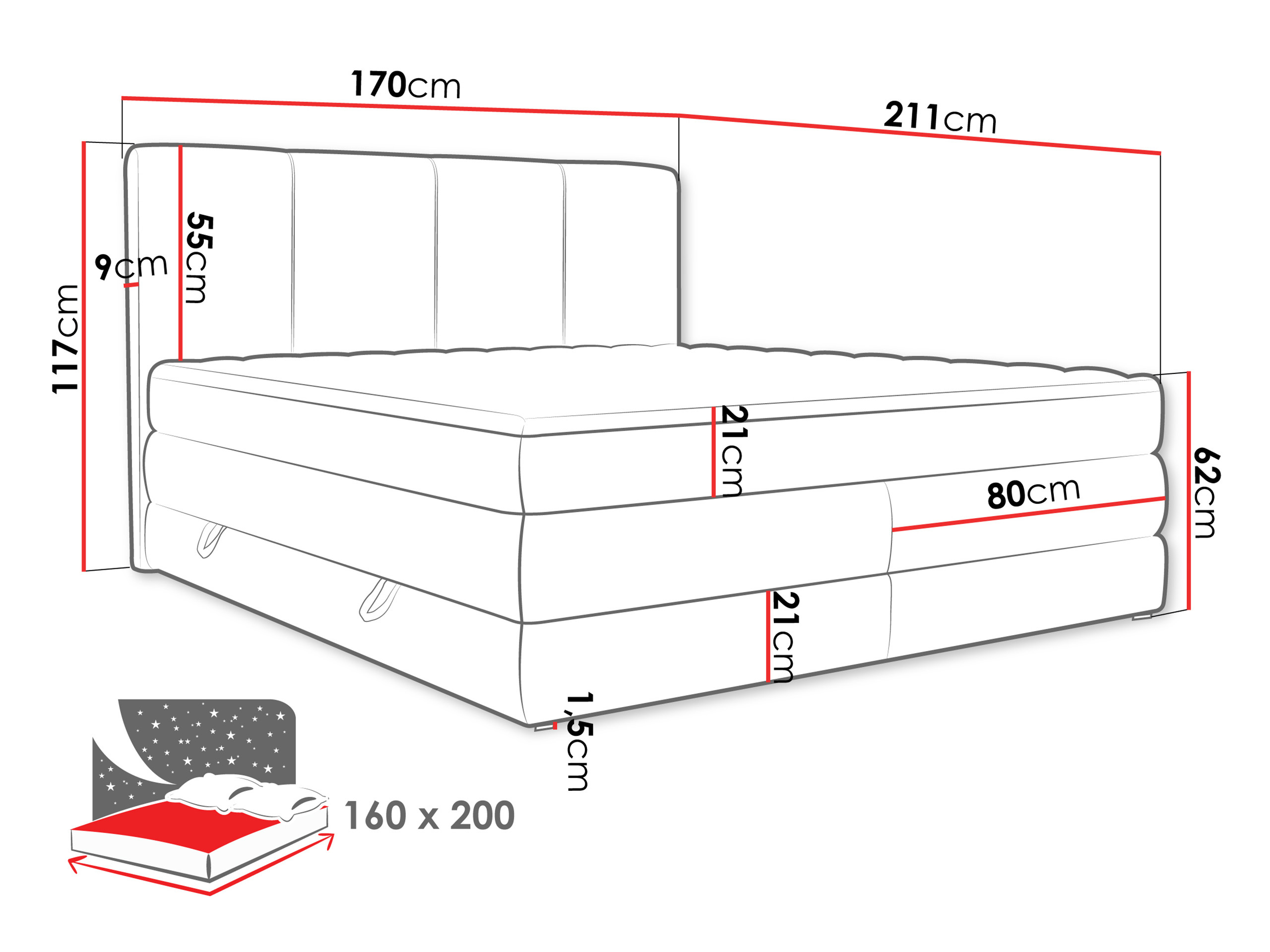 Boxspring krevet ComfiDream Caelion (Onega 07)