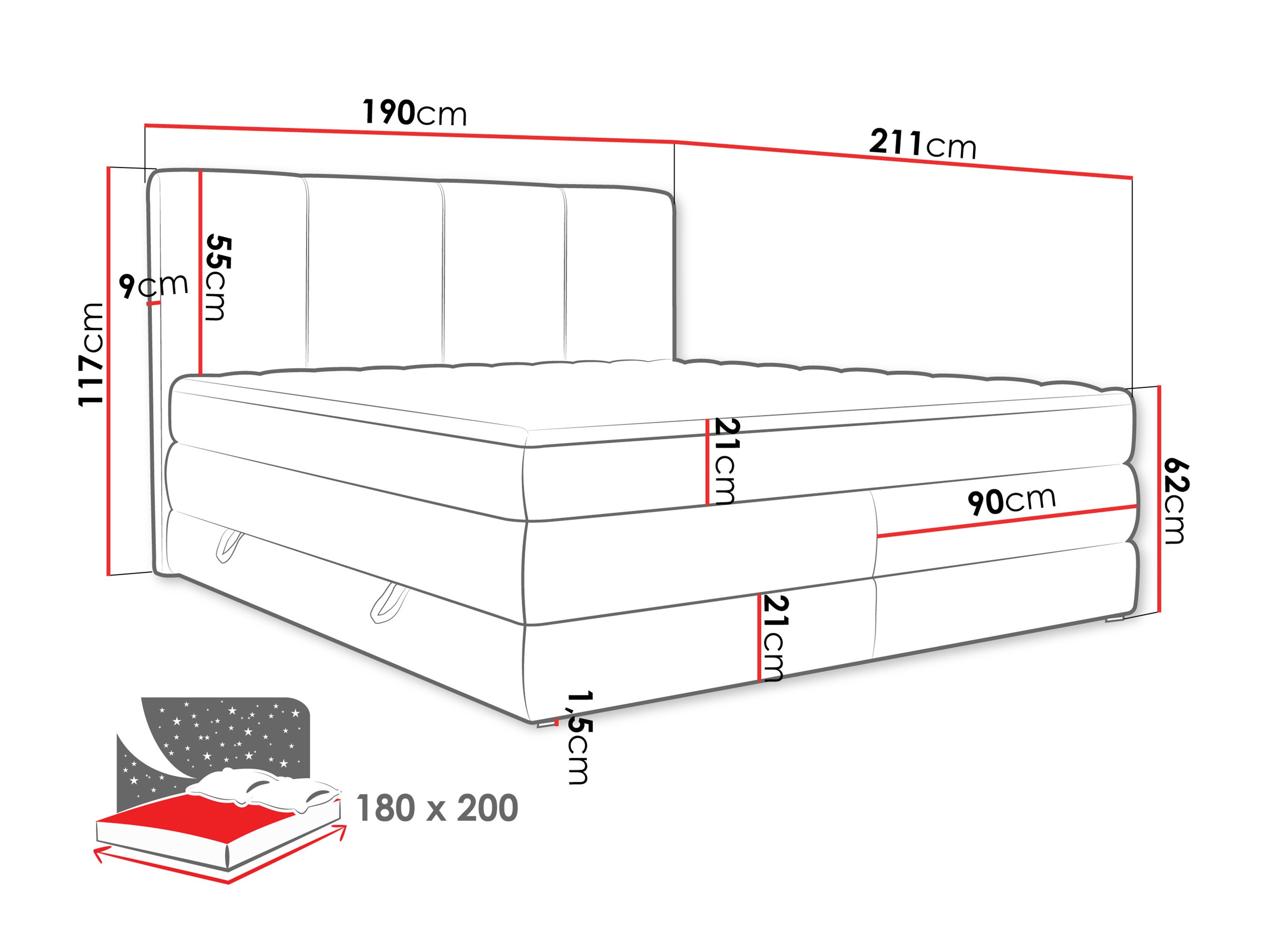 Boxspring krevet ComfiDream Caelion (Onega 07)