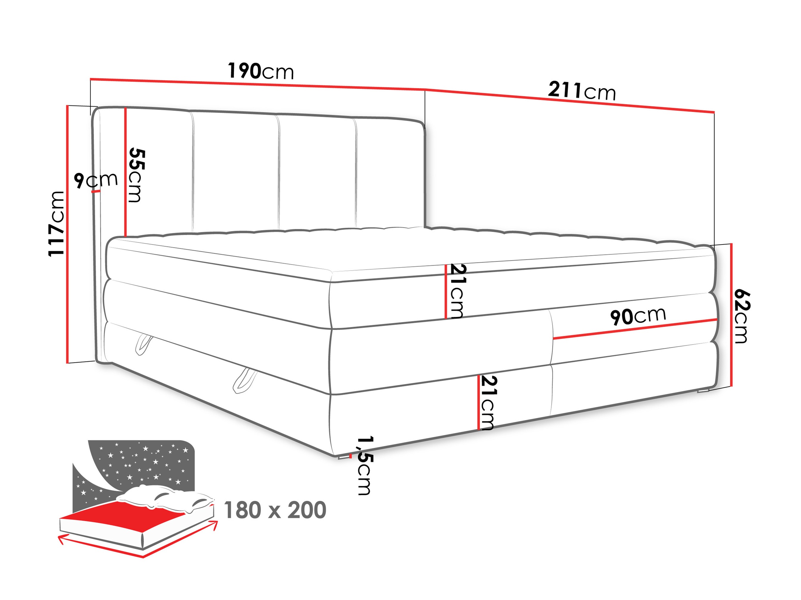 Boxspring krevet ComfiDream Caelion (Onega 11)