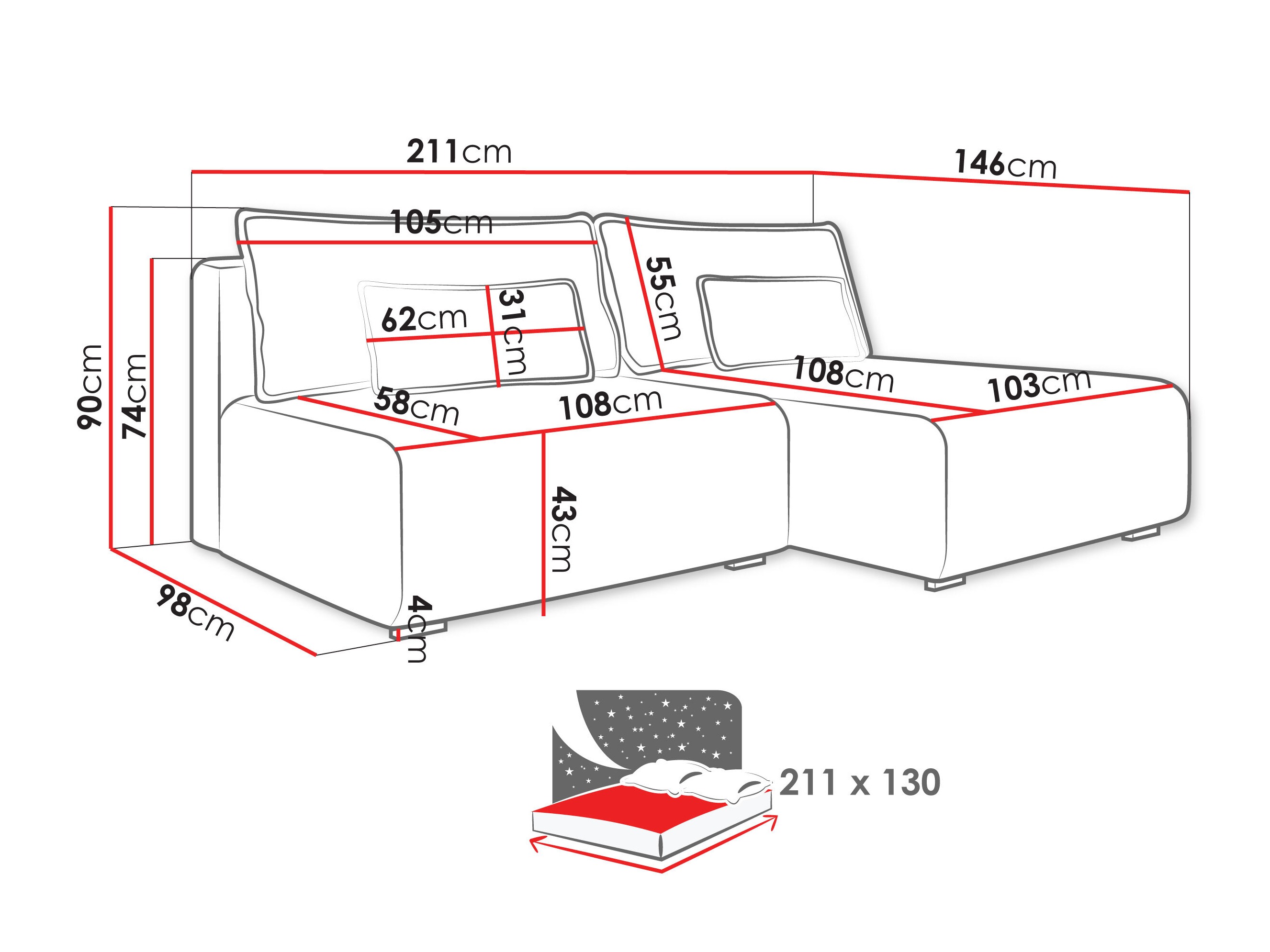 Ugaona garnitura TrendyNest Fenestal (Tilia 11)