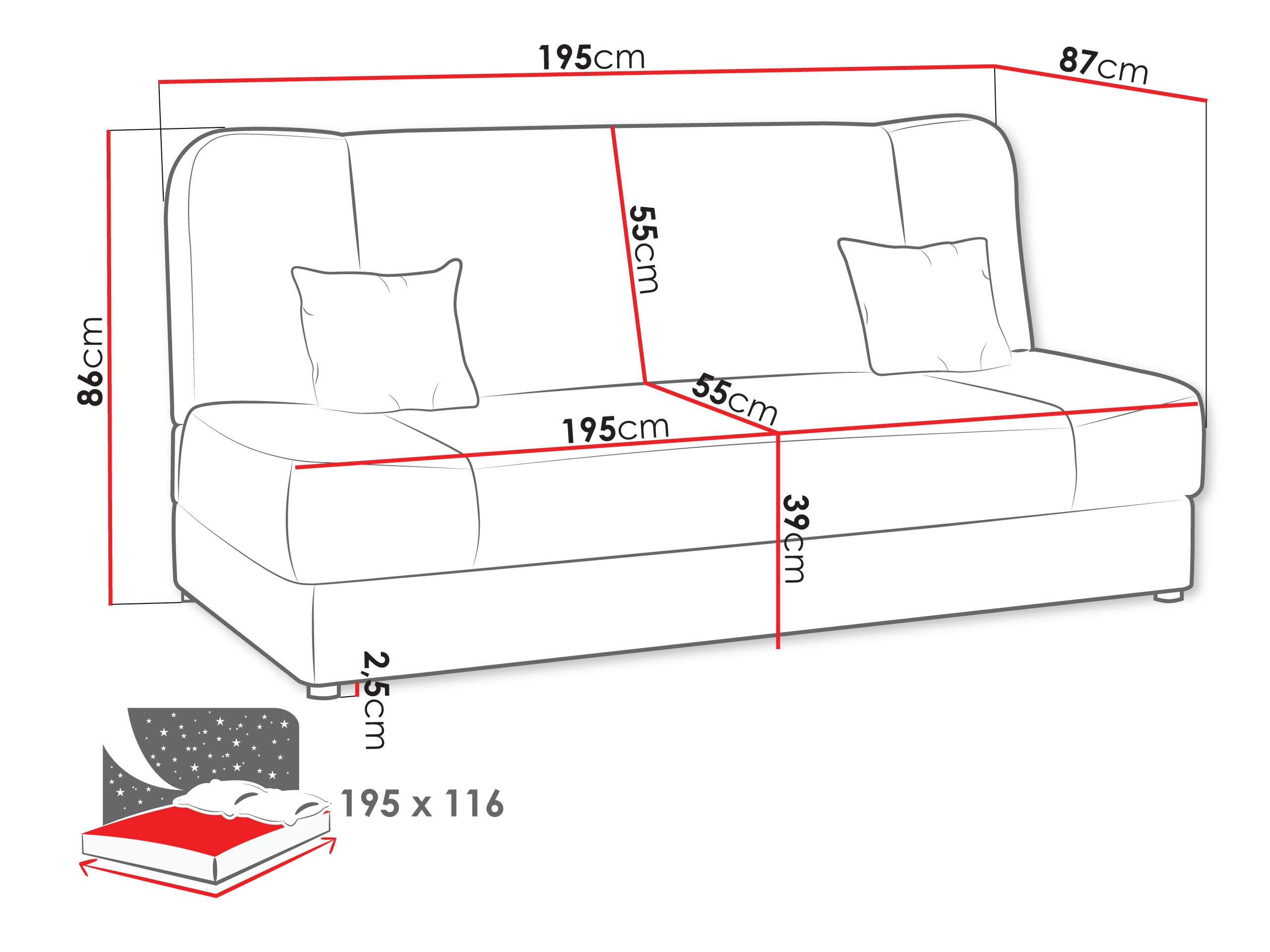 Sofa na razvlačenje Comfivo Cera (Lux 12)