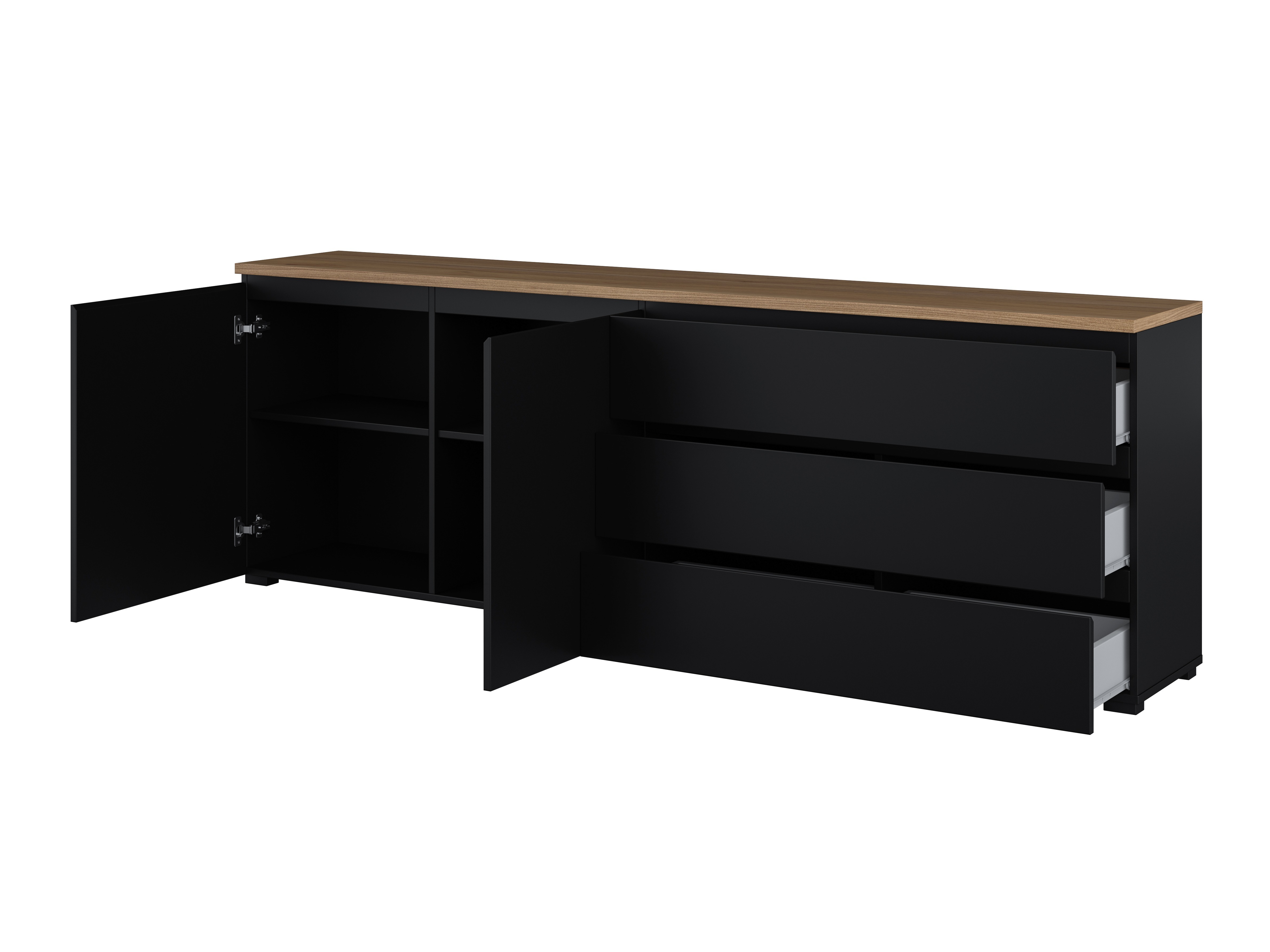Komoda Baletu 107 (Crno + Hrast)