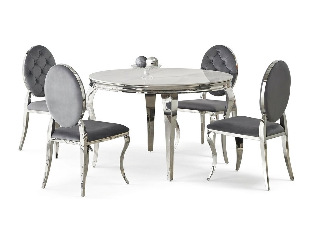 Trpezarijski set Houston 1828 (Beli mermer + Sivo)