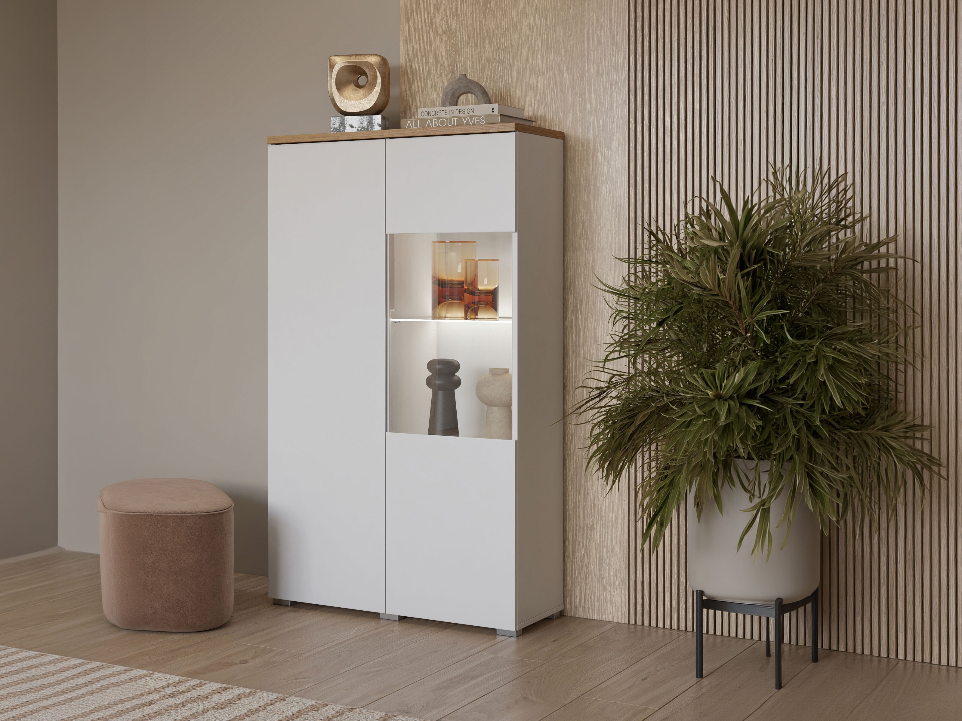 Polica Baletu 108 (Belo + Hrast)