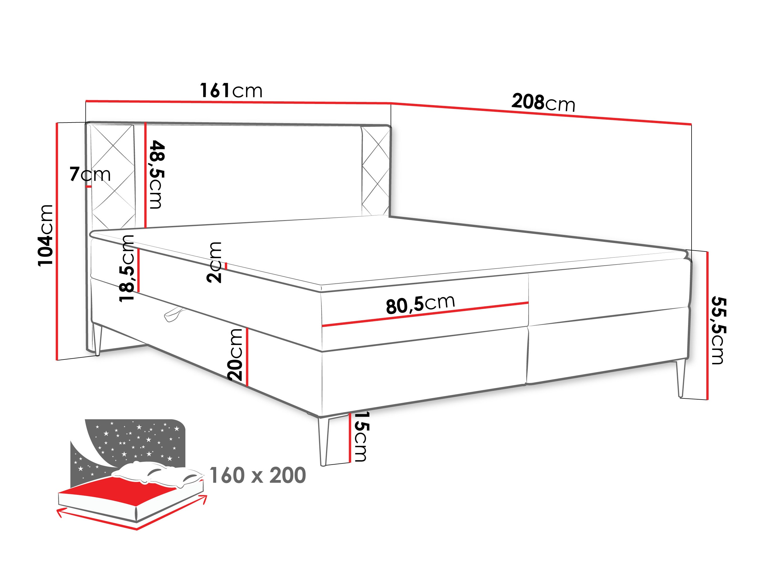 Boxspring krevet Providence 200 (Polo 872)
