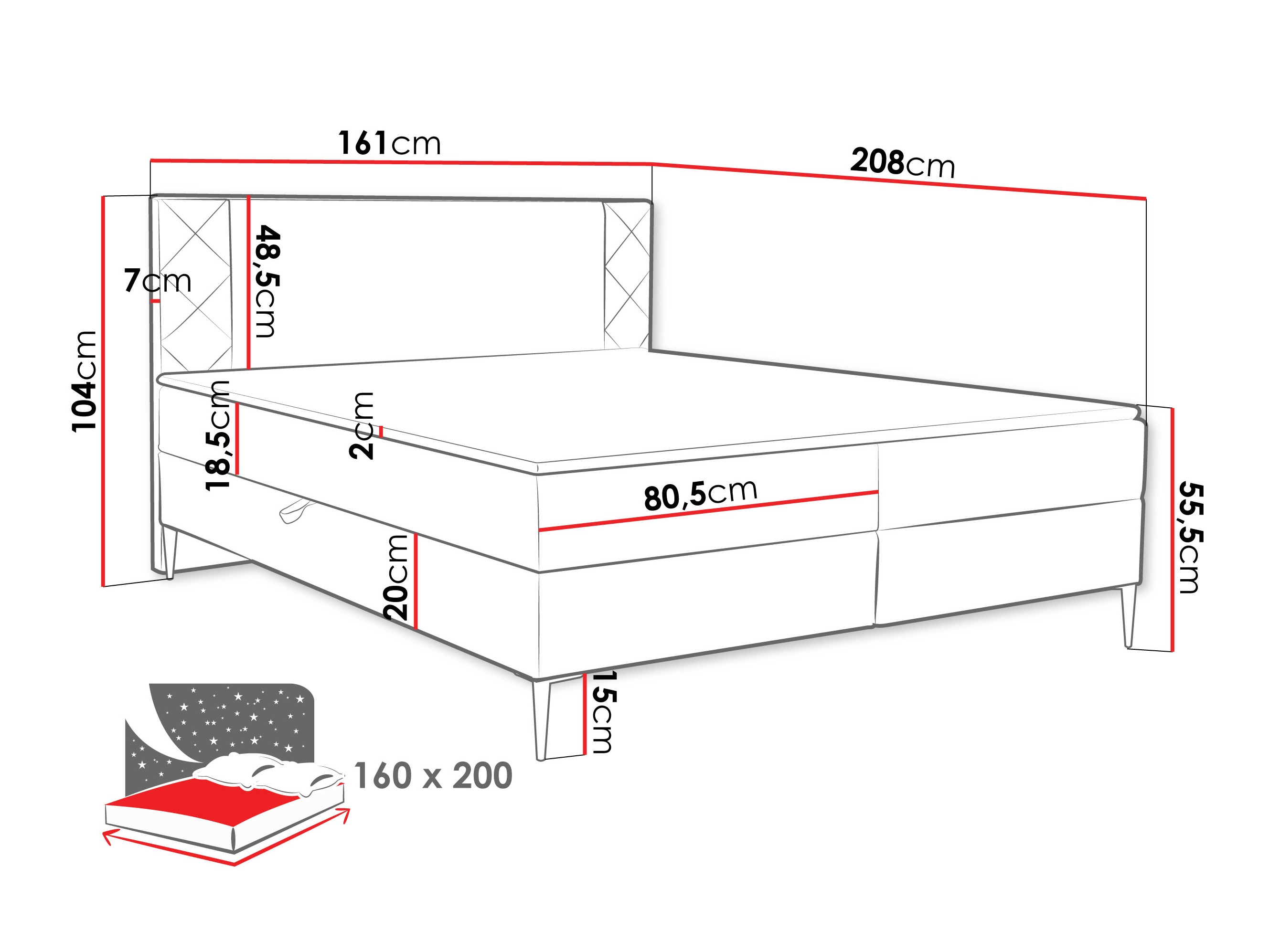 Boxspring krevet Providence 200 (Polo 897)