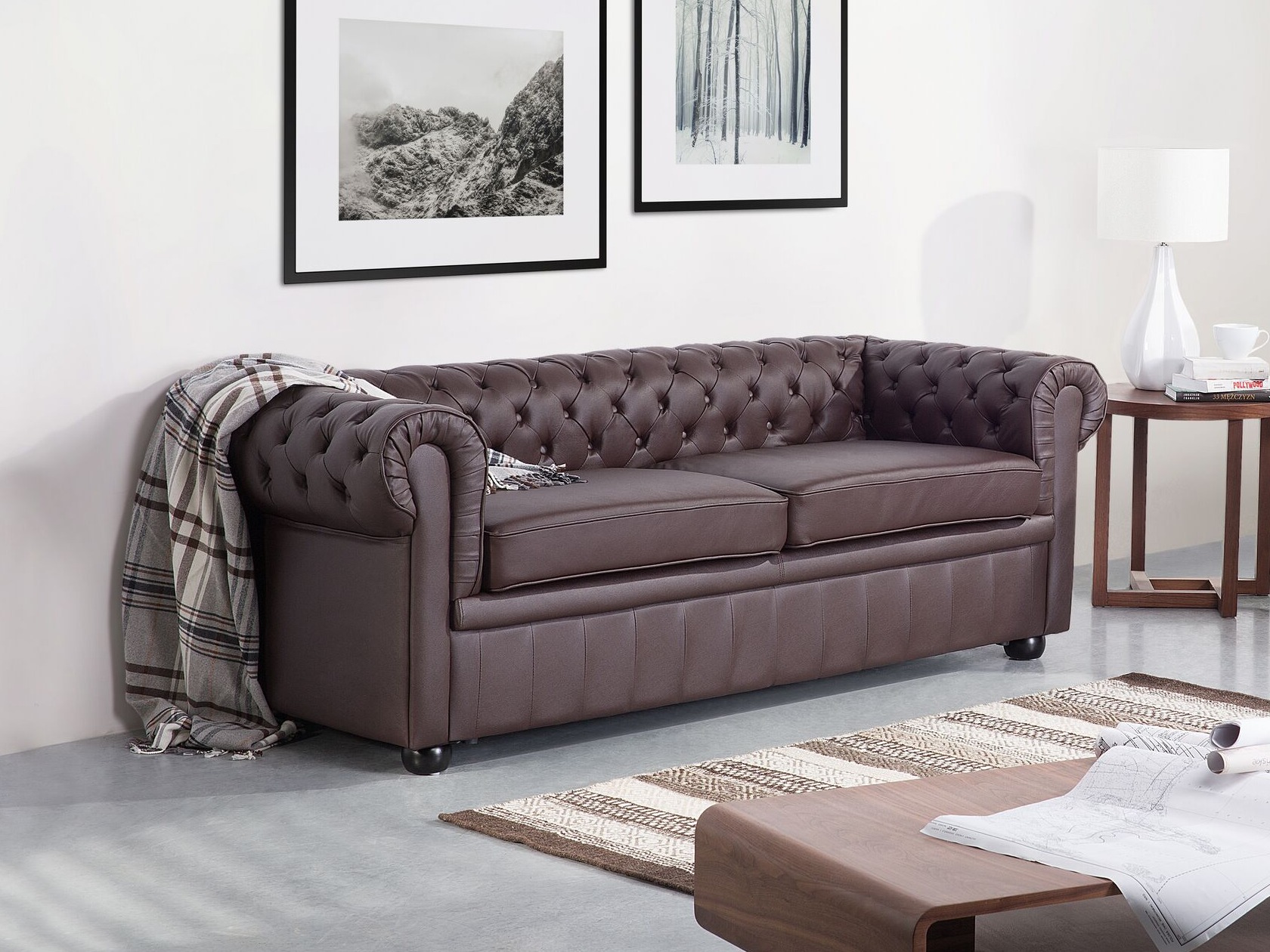 Česterfild sofa Berwyn 832 (Tamno smeđa)