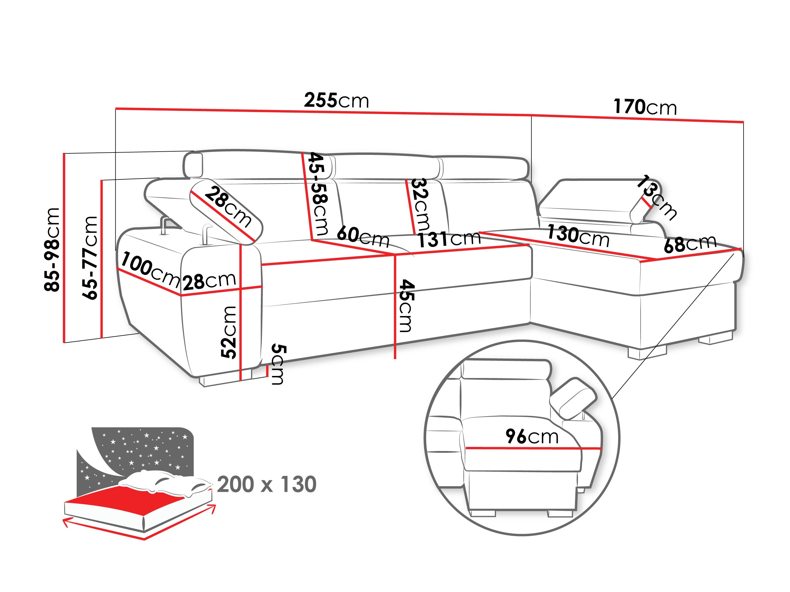 Ugaona garnitura Columbus 252 (Lumo 55)
