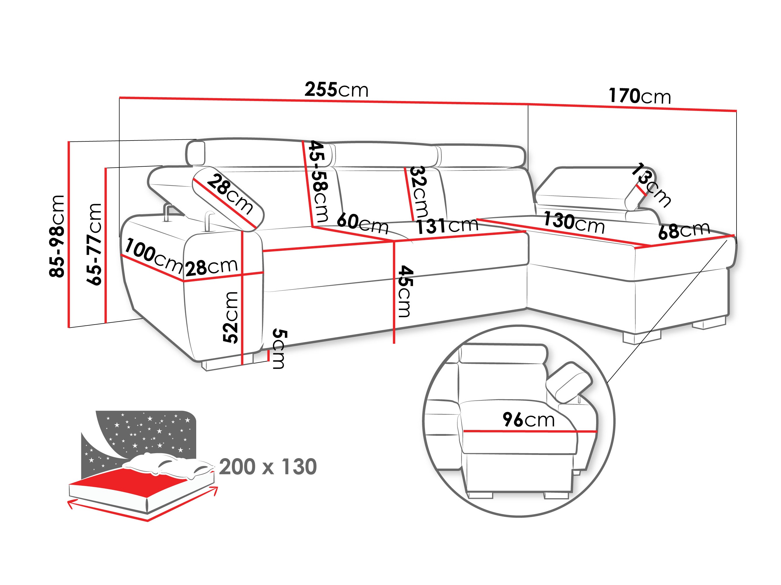 Ugaona garnitura Columbus 252 (Lumo 65)
