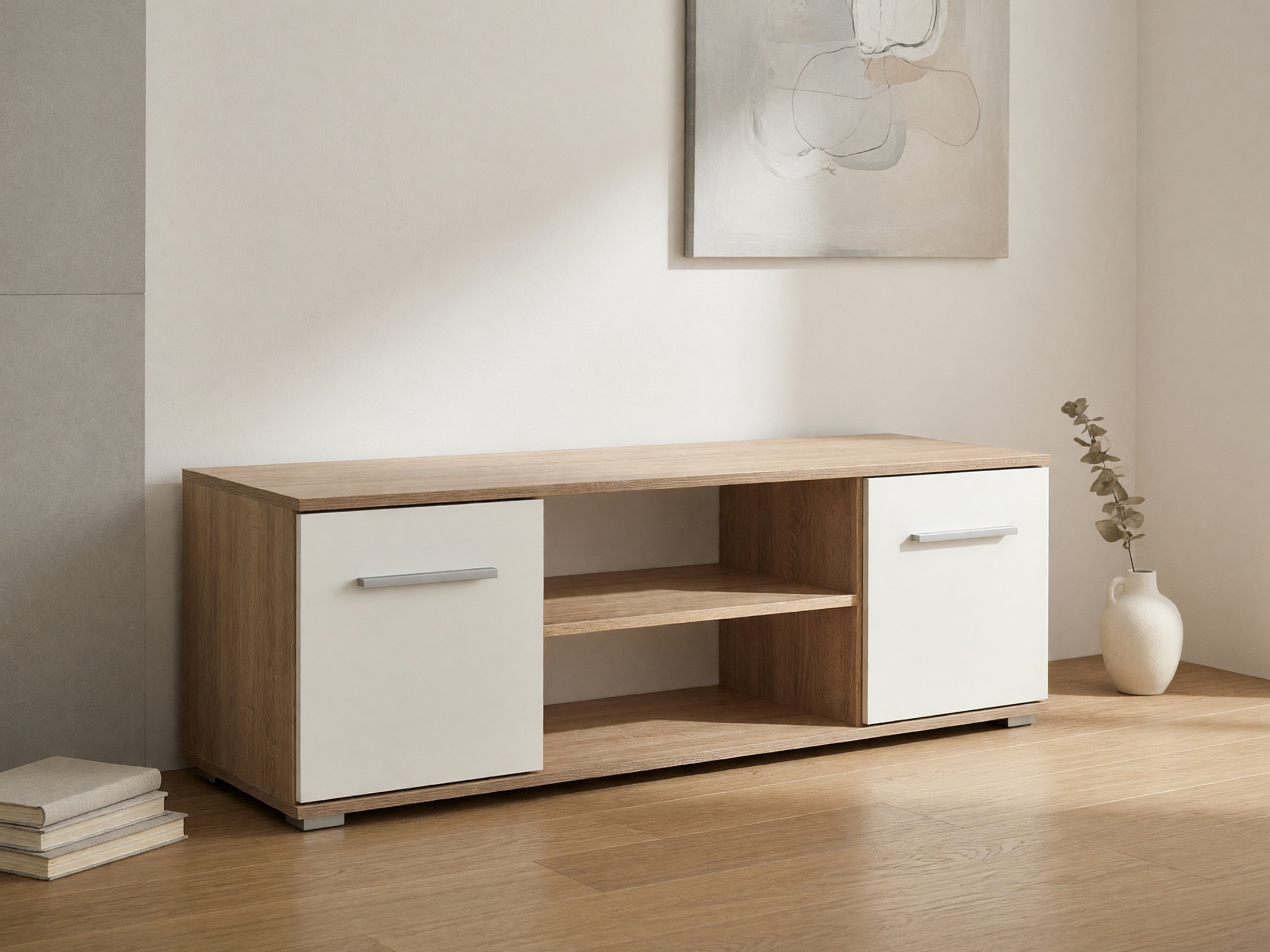 TV komoda Cirveso 109 (Sonoma hrast + Sjajno belo)