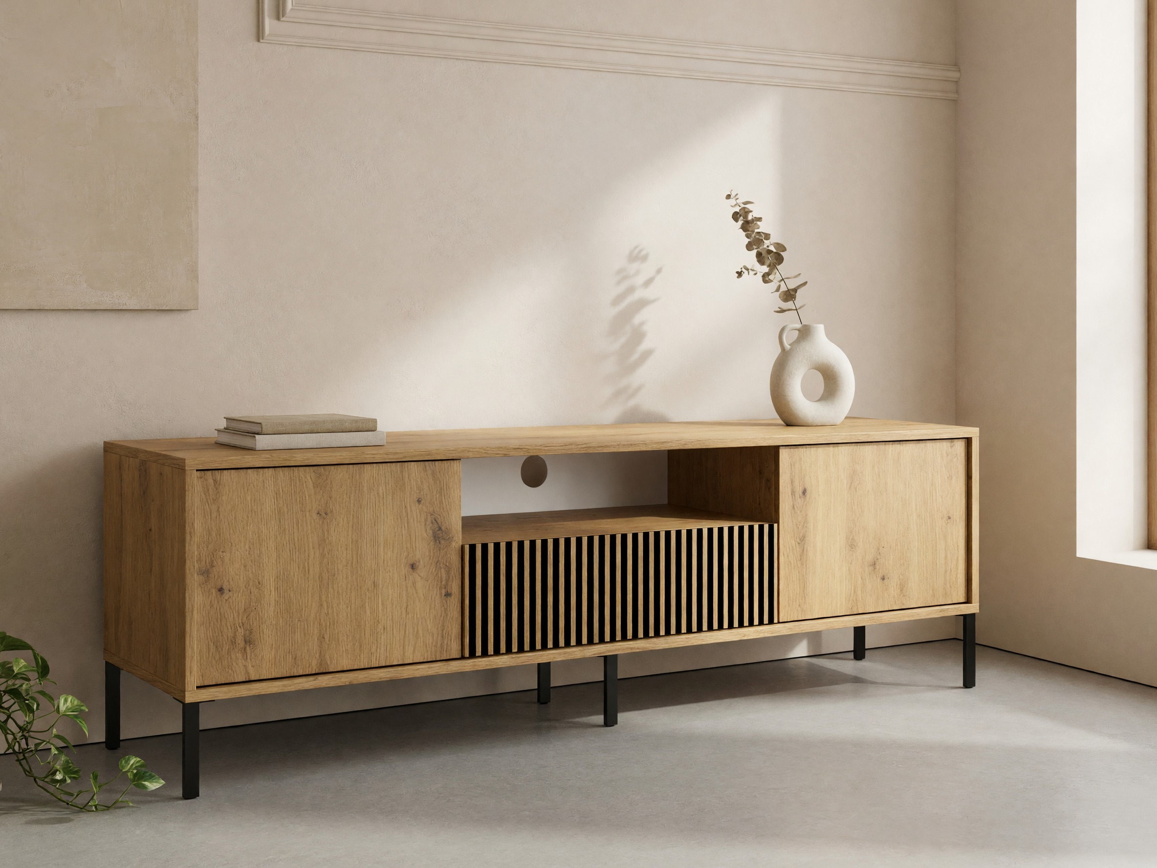 TV komoda Orlsone 100 (Artisan hrast + Crno)