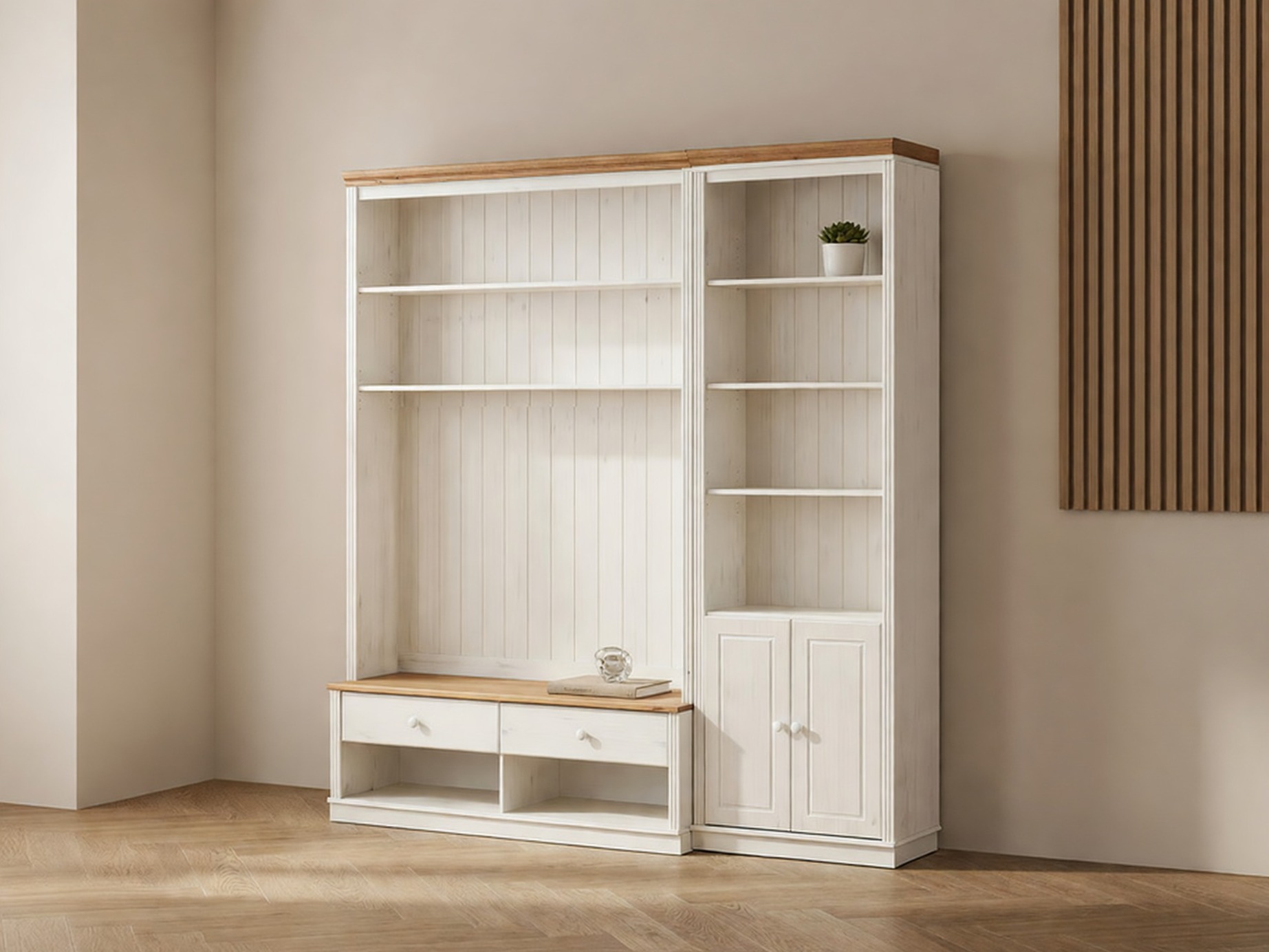 Set za dnevnu sobu Saltoro 105 (Belo + Medeni hrast)