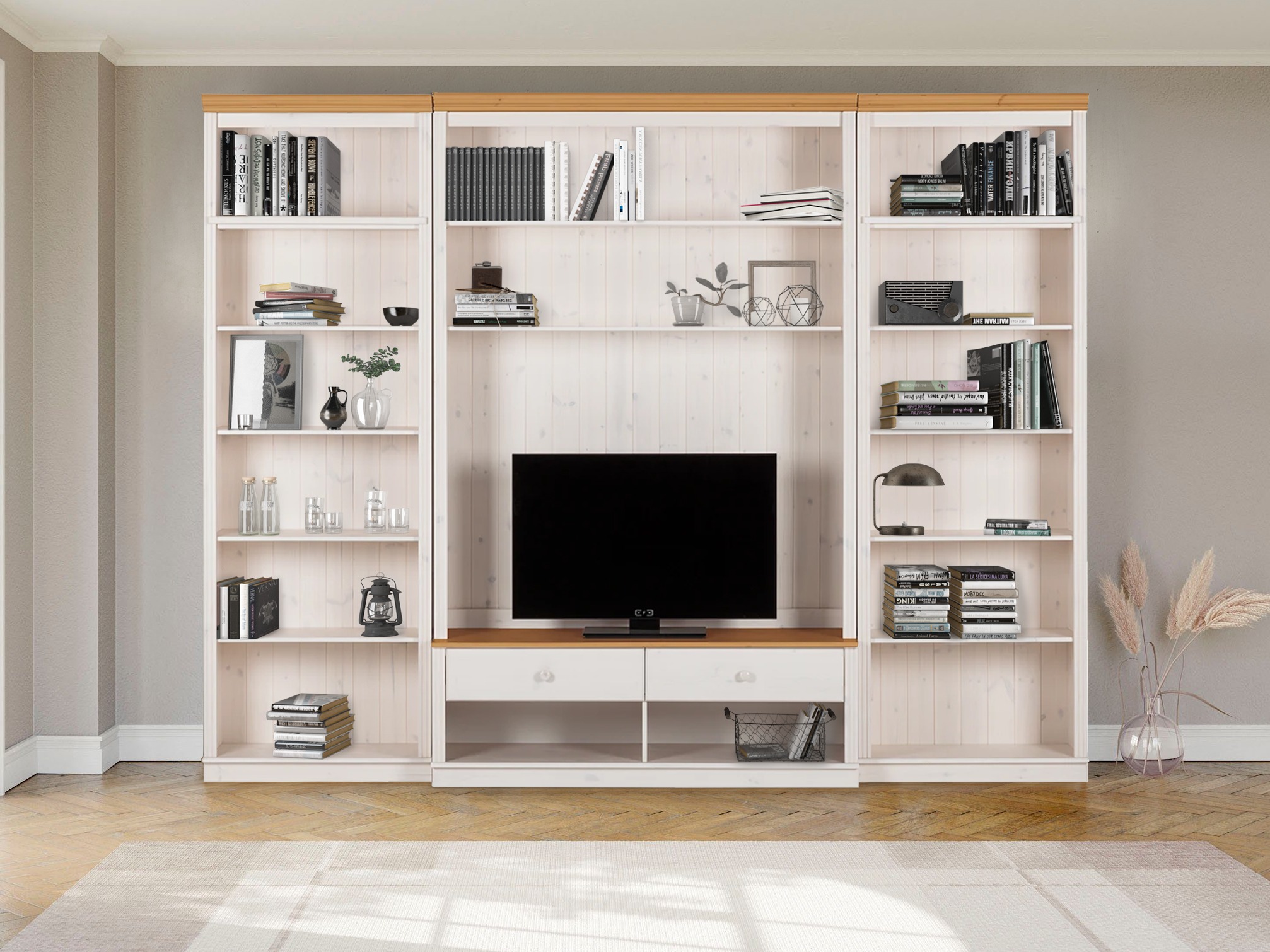 Set za dnevnu sobu Saltoro 127 (Belo + Medeni hrast)