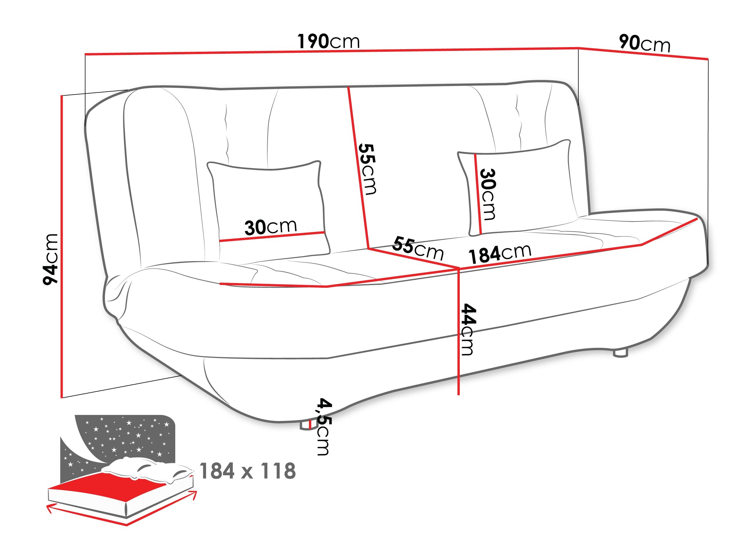 Sofa na razvlačenje Comfivo Cervus (Lumo 40)