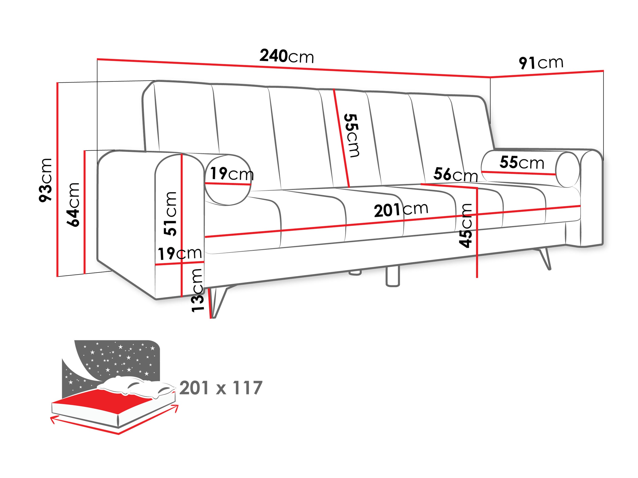 Sofa na razvlačenje Comfivo Luda (Lumo 55)