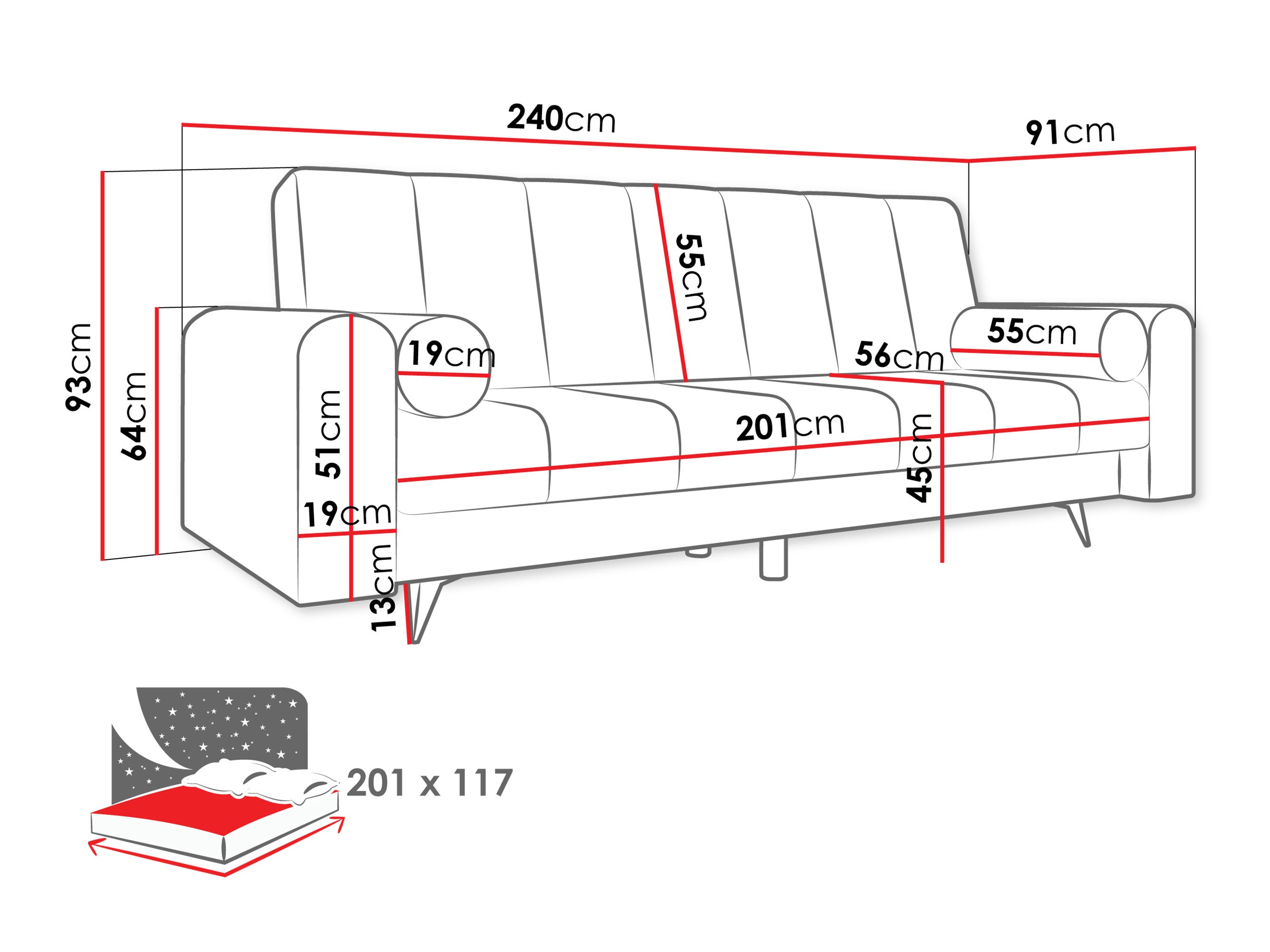 Sofa na razvlačenje Comfivo Luda (Lumo 65)