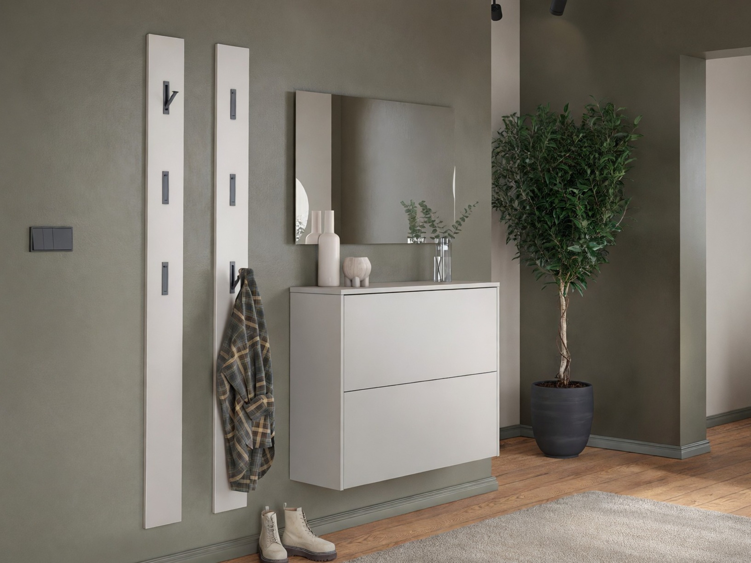 Set za hodnik Levfena 103 (Kašmir + Navarra hrast + Belo)