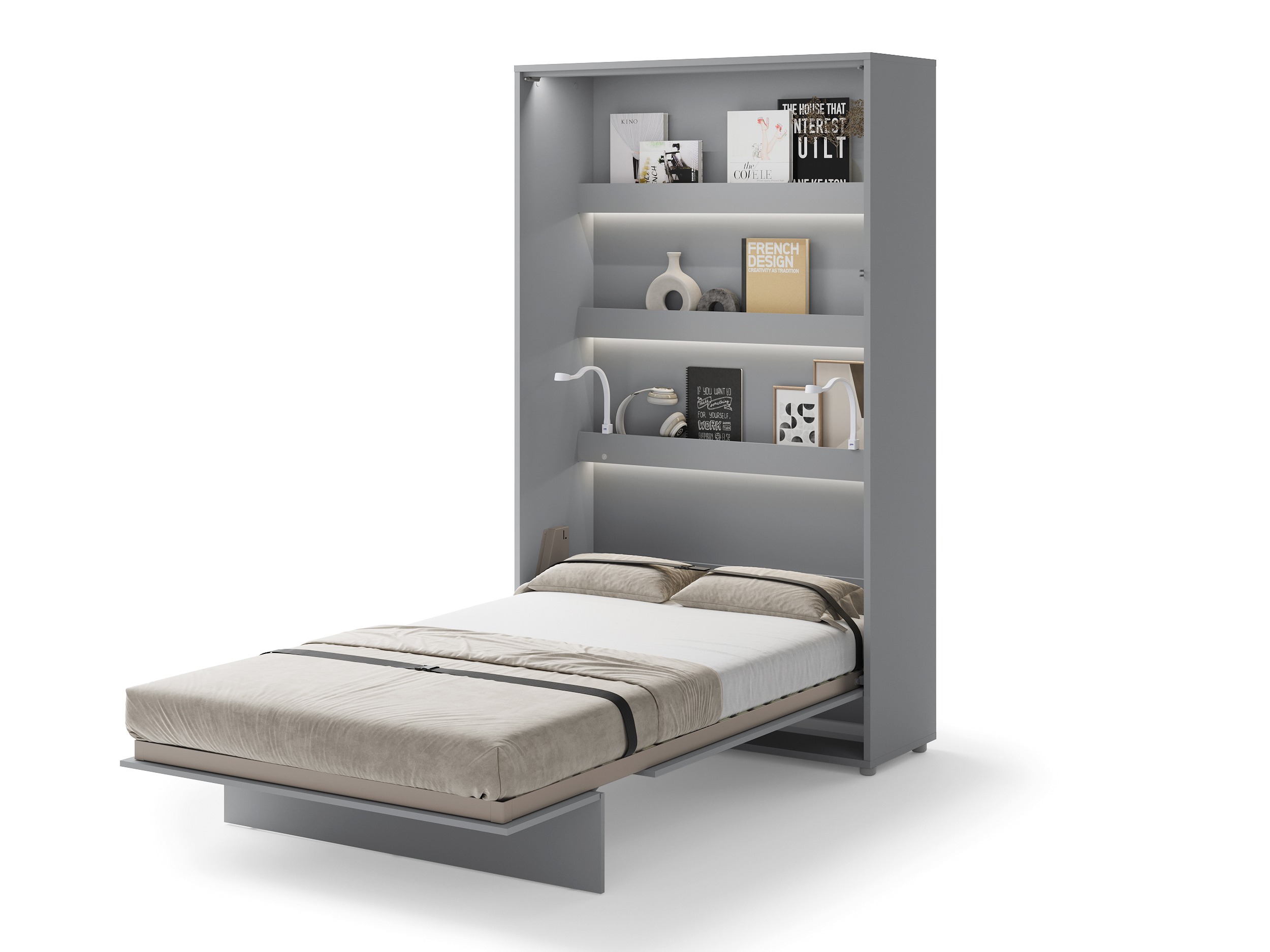 Zidni krevet Concept Pro Lenart (Sivo)