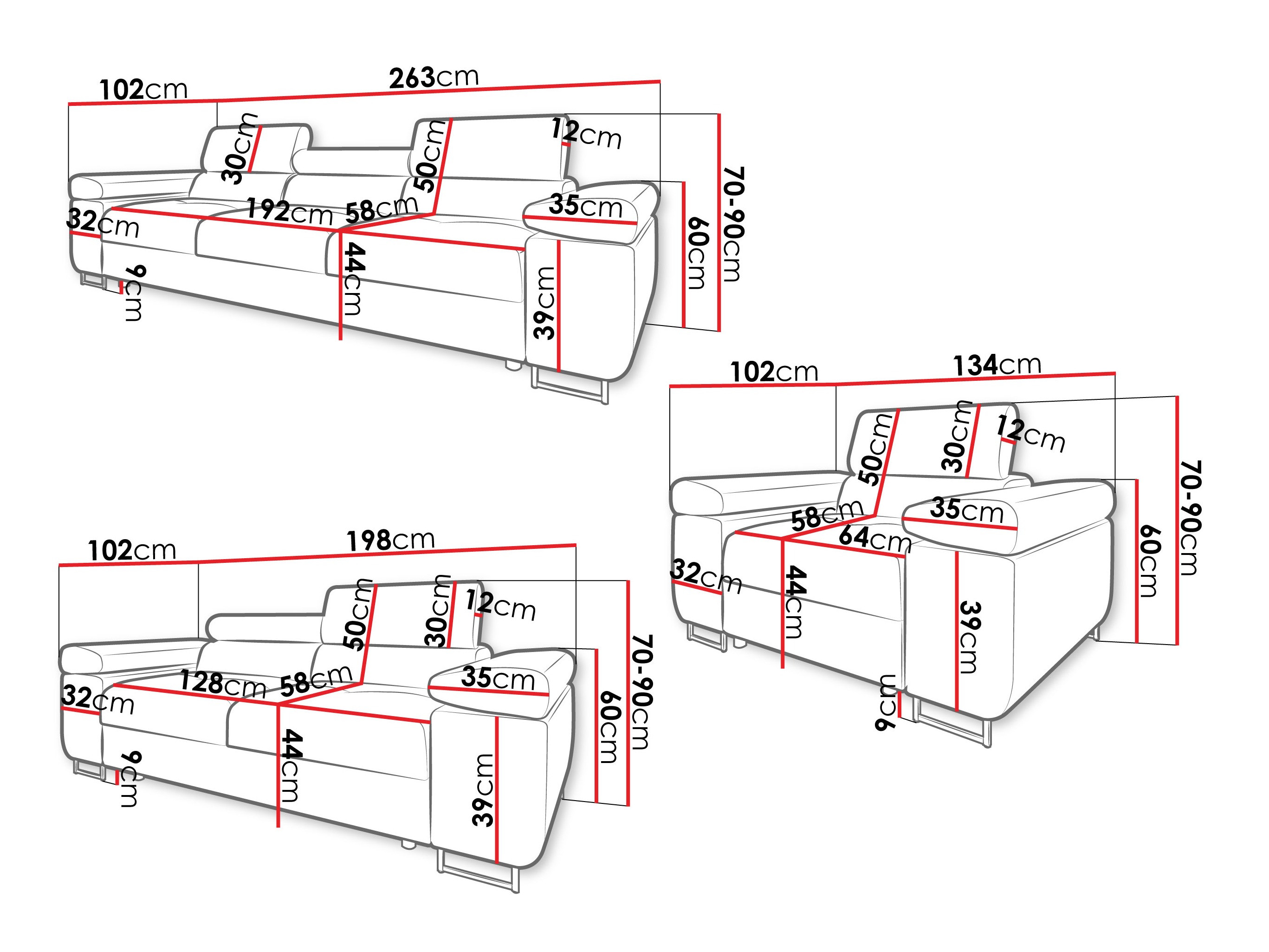 Set tapaciranog nameštaja Comfivo Vinetum (Margo 227.09)