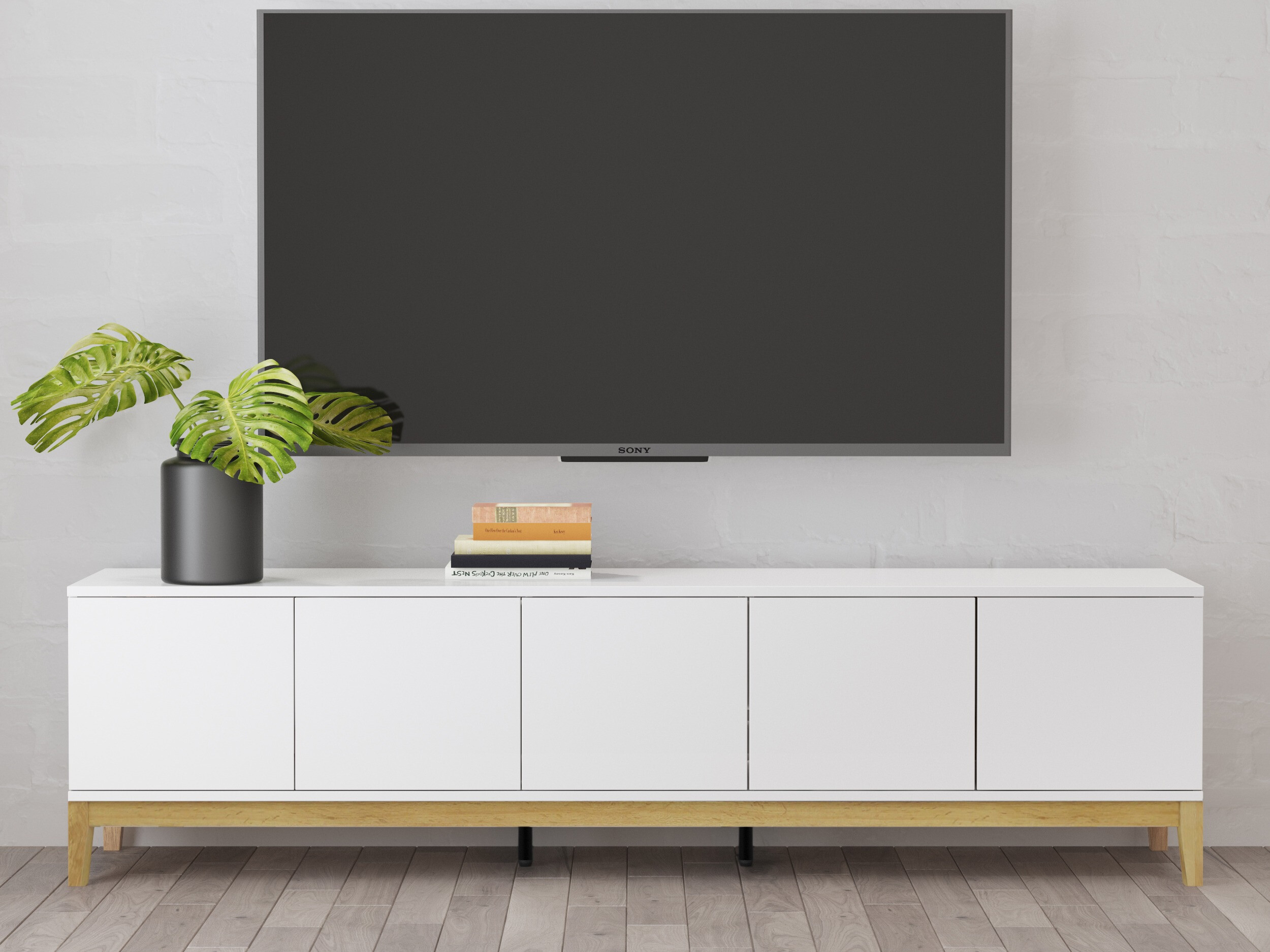 TV komoda Felmelo 100 (Belo + Hrast Votan)