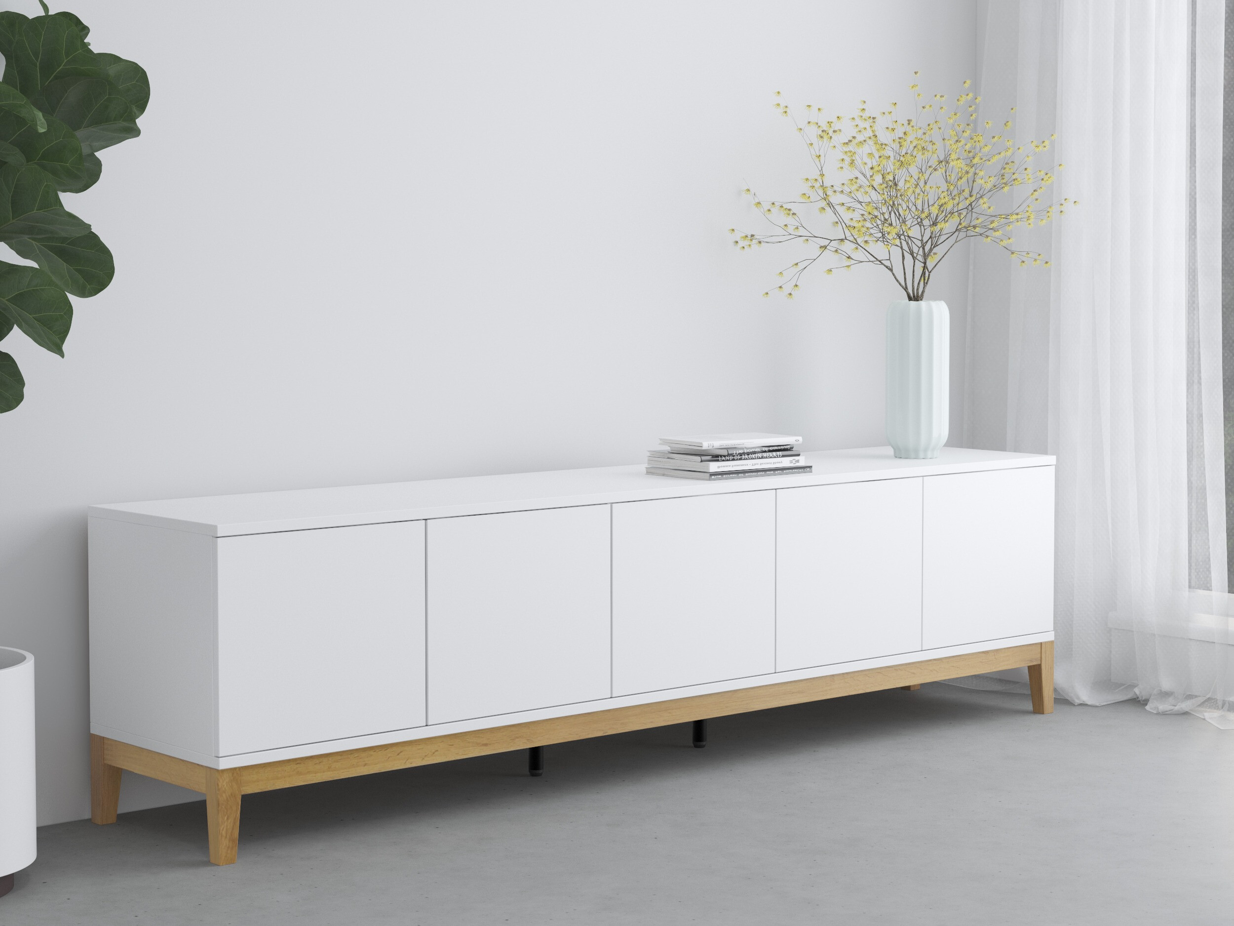 TV komoda Felmelo 100 (Belo + Hrast Votan)
