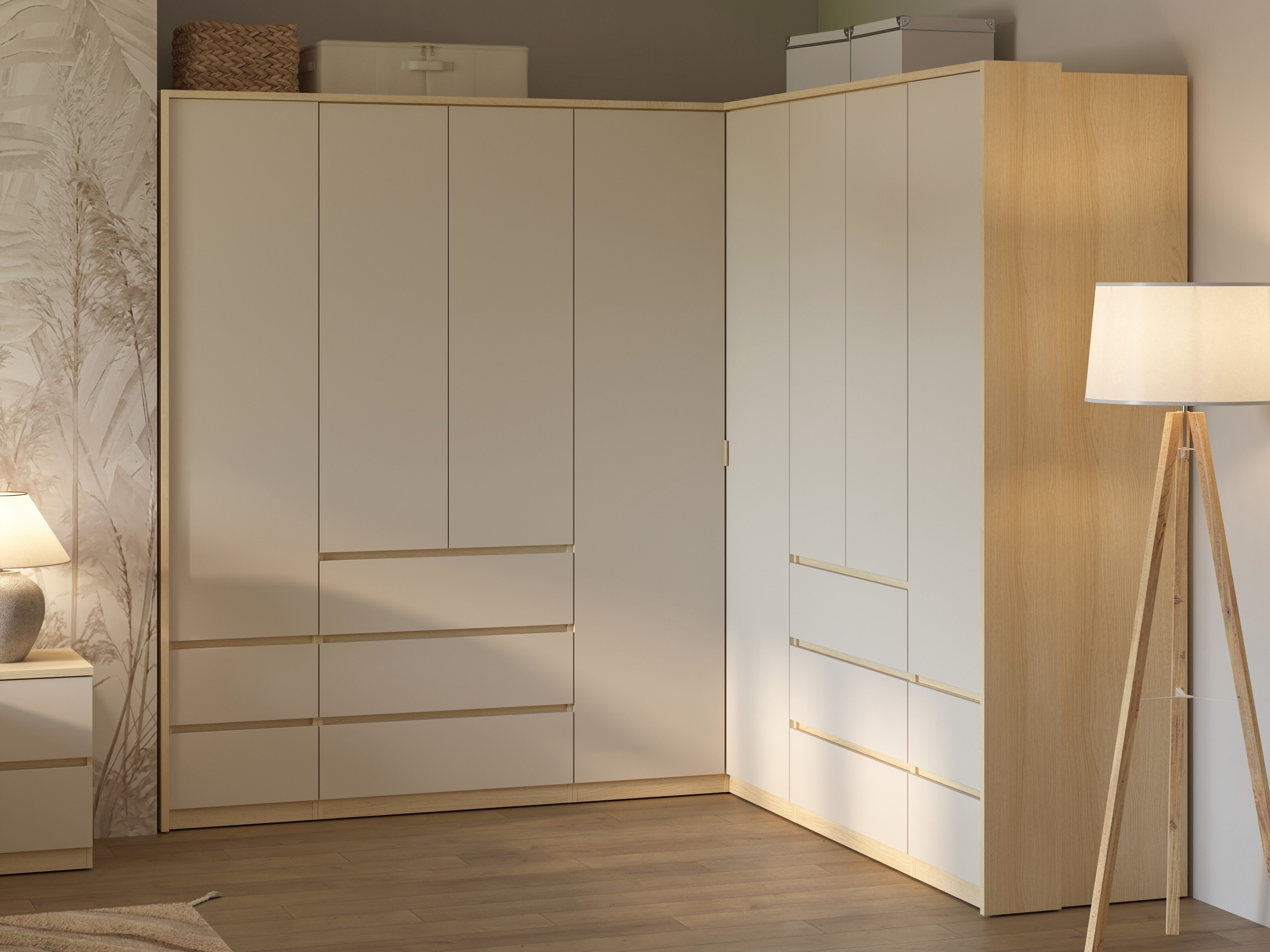 Ugaoni ormar Nolcala 107 (Hrast + Bež)