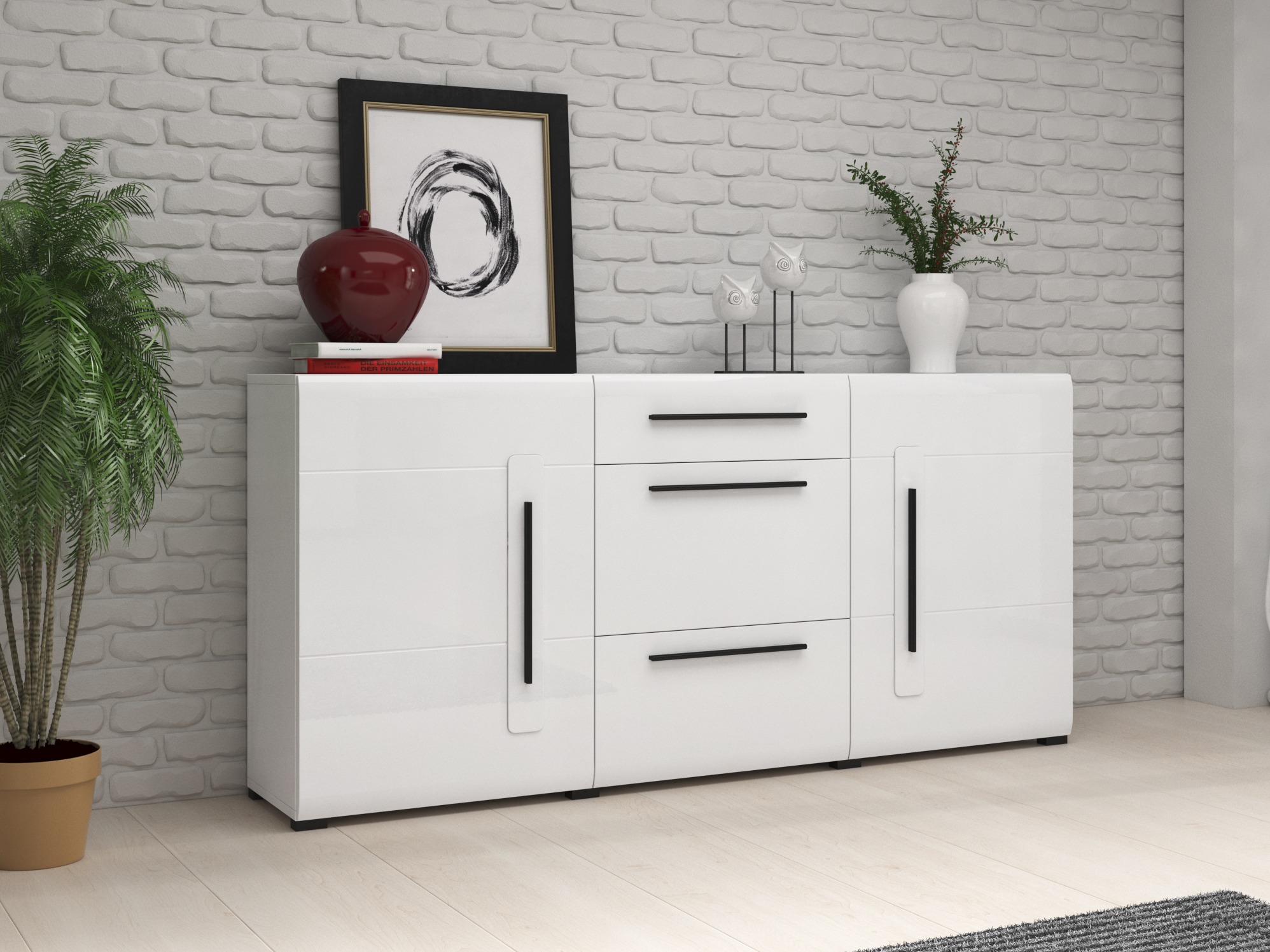 Komoda Ophsalu 108 (Belo + Sjajno belo)