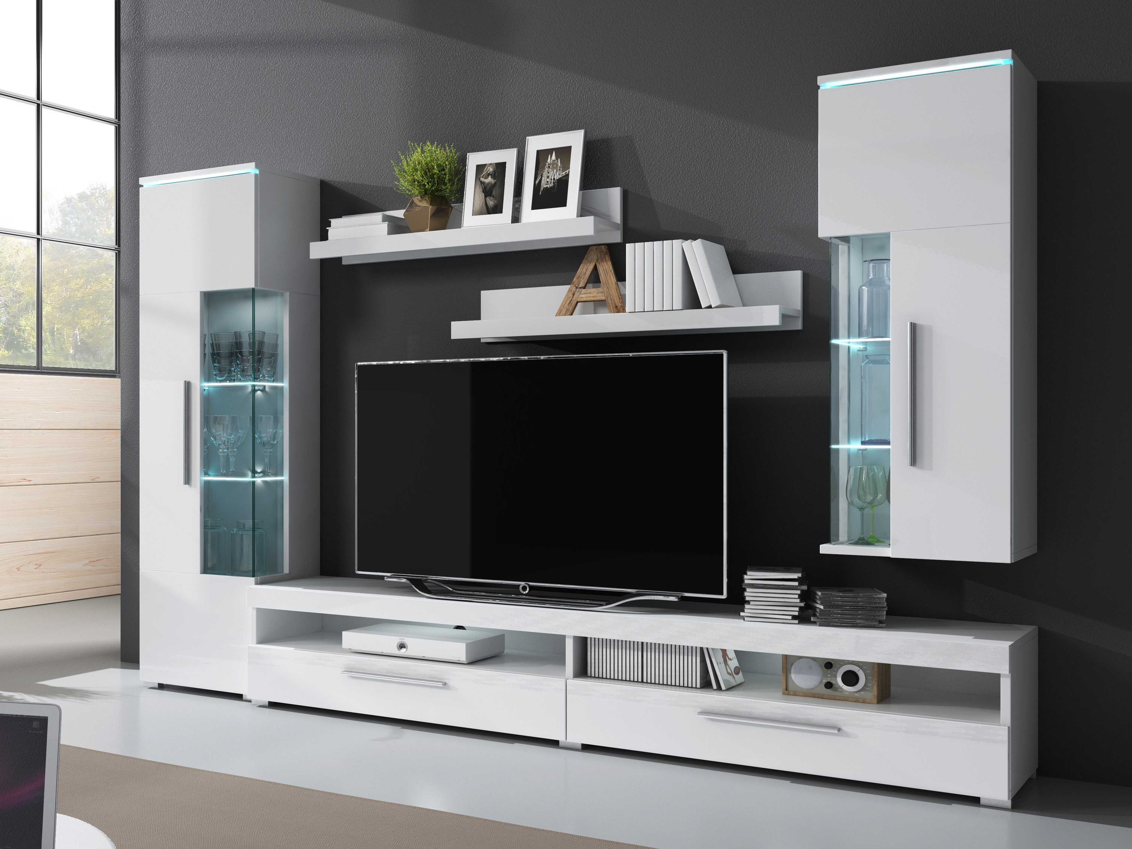TV komoda Torvire 111 (Belo + Sjajno belo)
