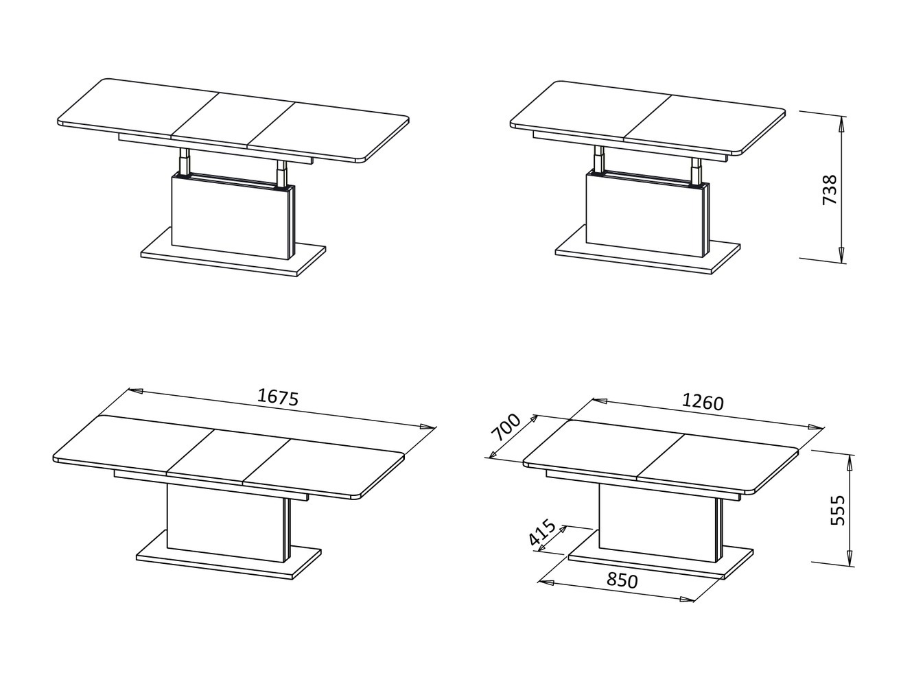 Modularni stočić za kafu Houston 1253 (Hrast Votan + Crno)