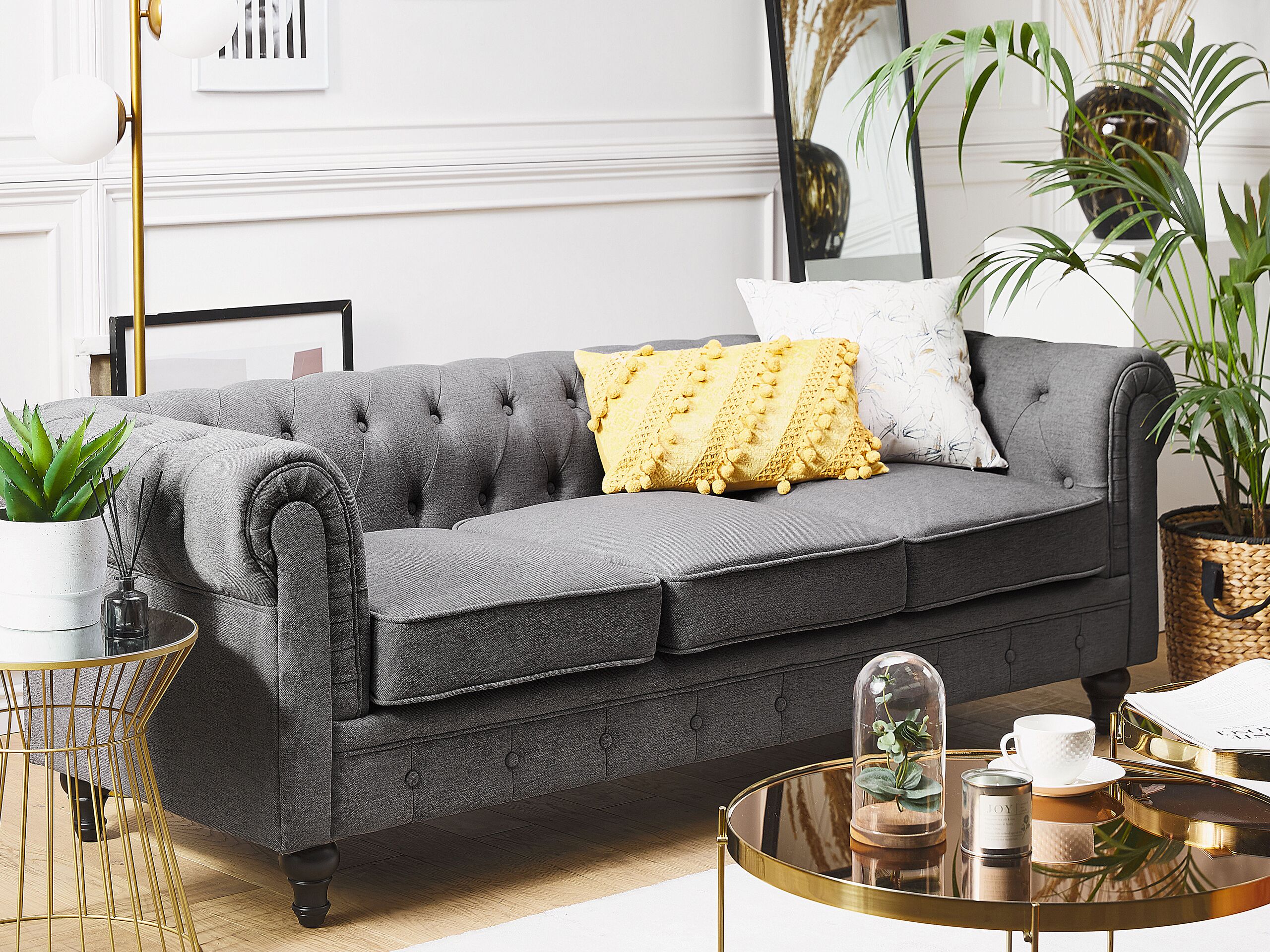Česterfild sofa Cirdoro 100 (Sivo)