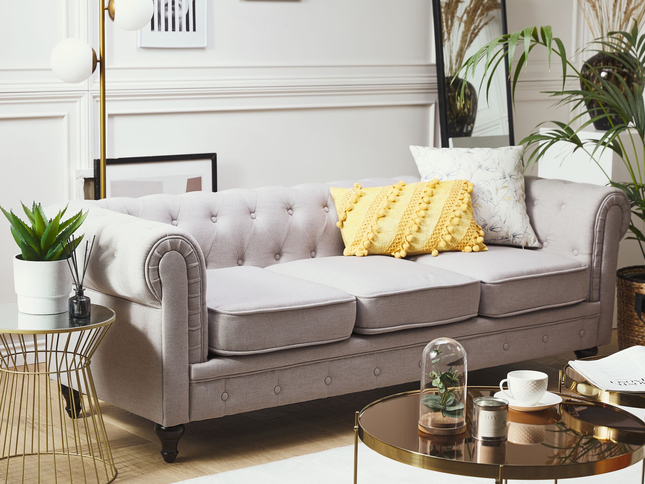 Česterfild sofa Cirdoro 100 (Svetloosiva)