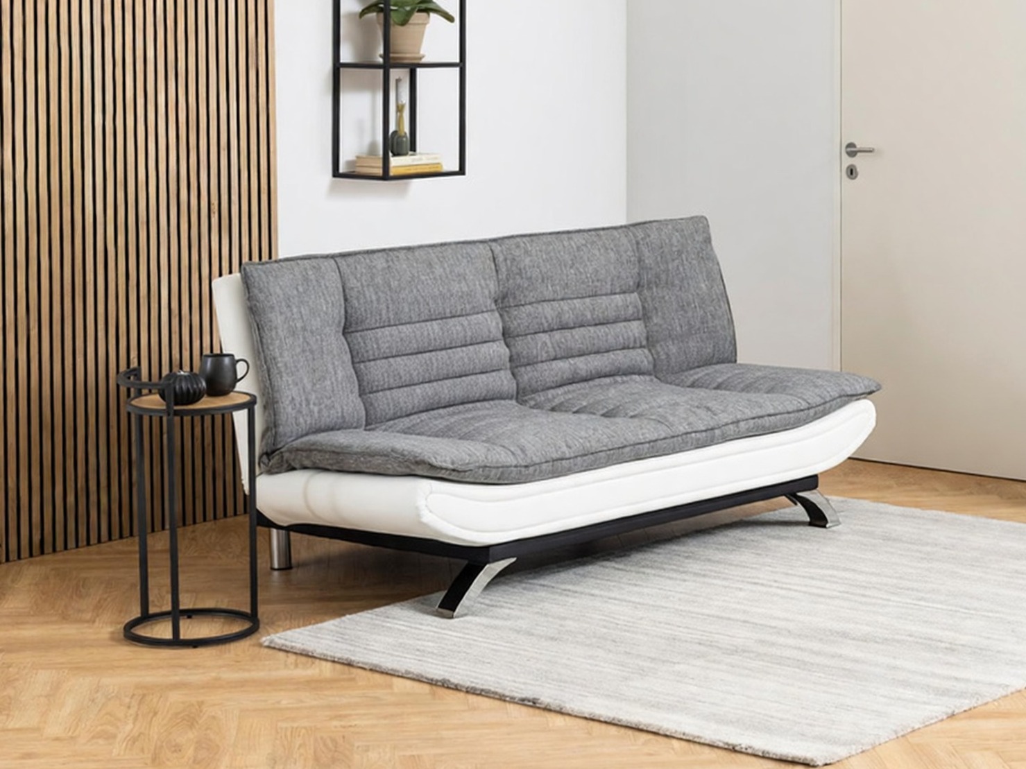 Sofa na razvlačenje Norsica 228 (Belo + Svetloosiva)
