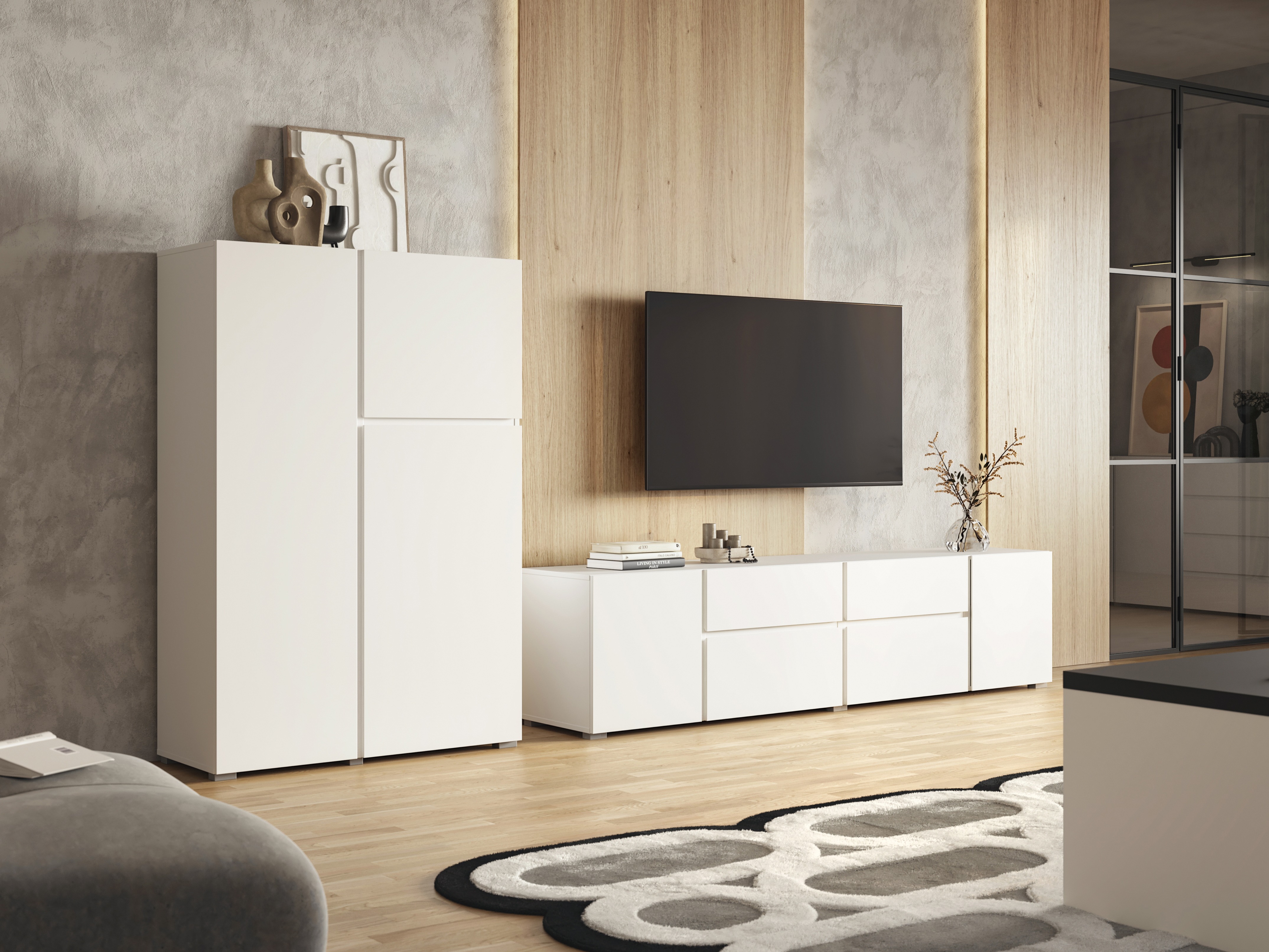 Set za dnevnu sobu Elbleve 104 (Belo)