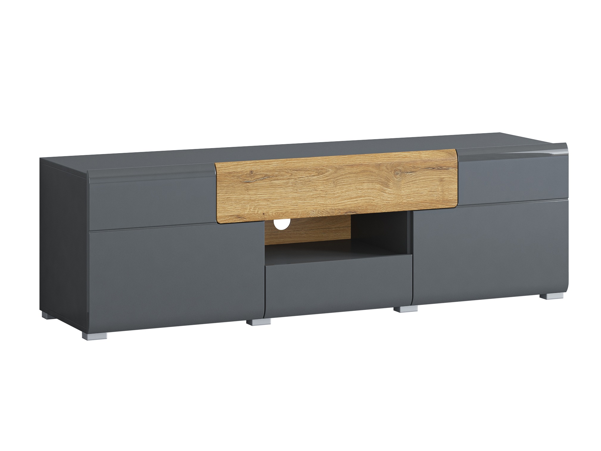 TV komoda Torsone 101 (Antracit + Gloss antracit + Grandson hrast)