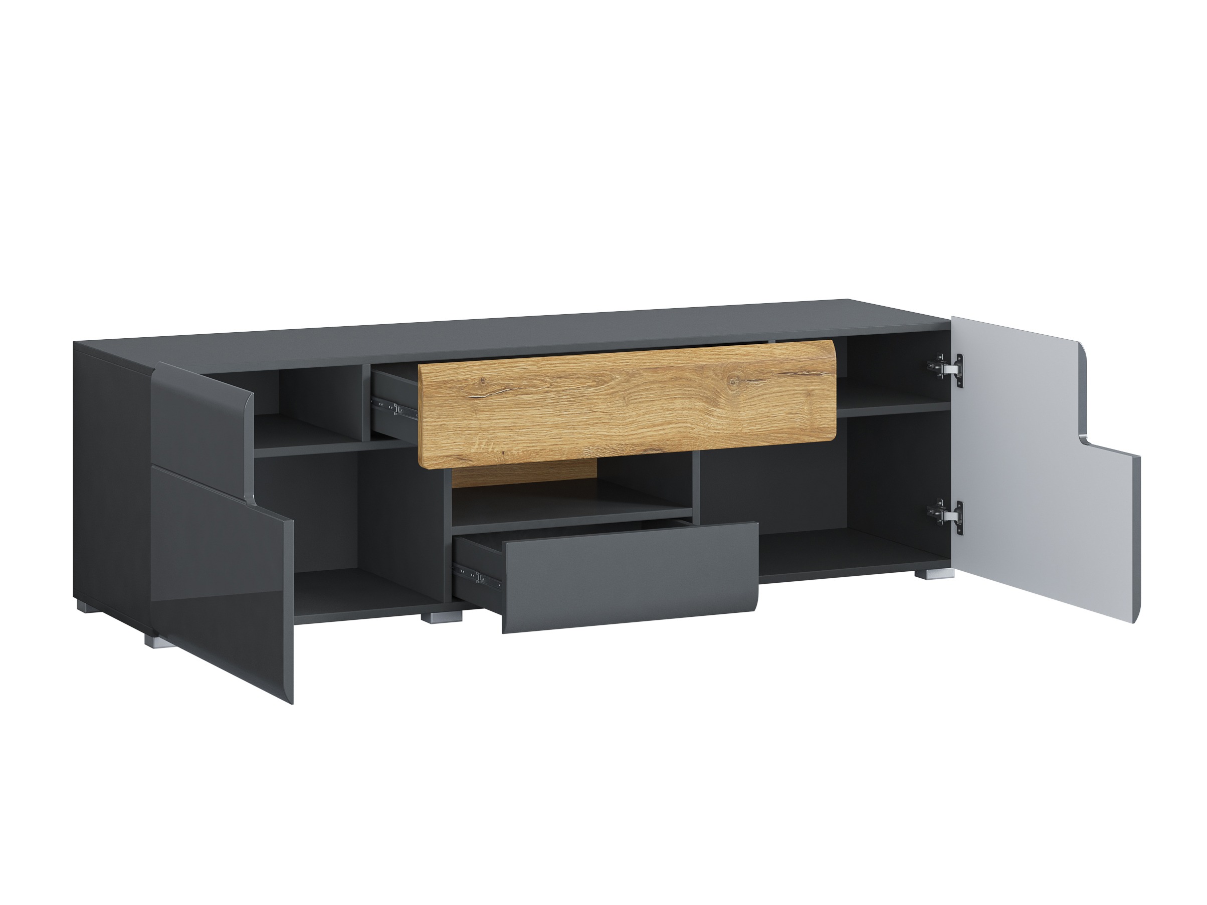 TV komoda Torsone 101 (Antracit + Gloss antracit + Grandson hrast)