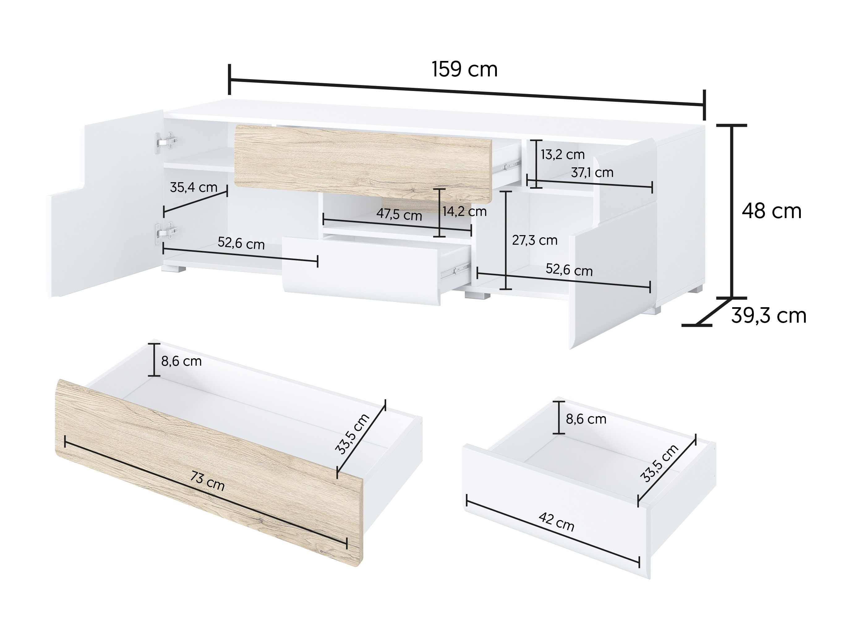TV komoda Torsone 101 (Antracit + Gloss antracit + Grandson hrast)