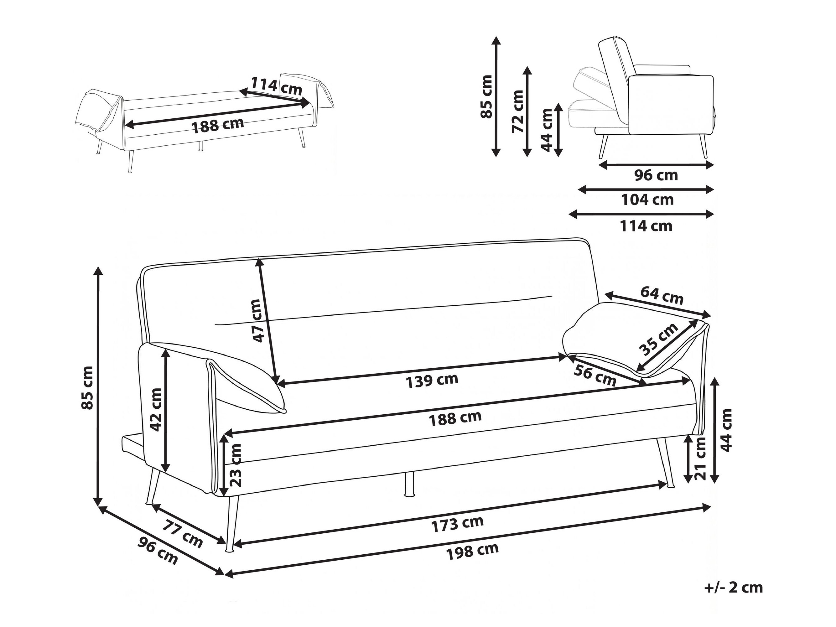 Sofa na razvlačenje Berwyn 3284 (Sivo)