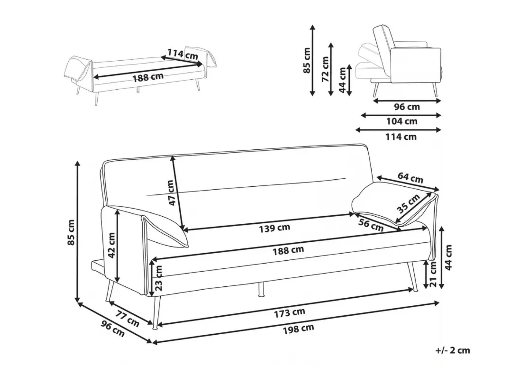 Sofa na razvlačenje Berwyn 3284 (Svetlo smeđa)