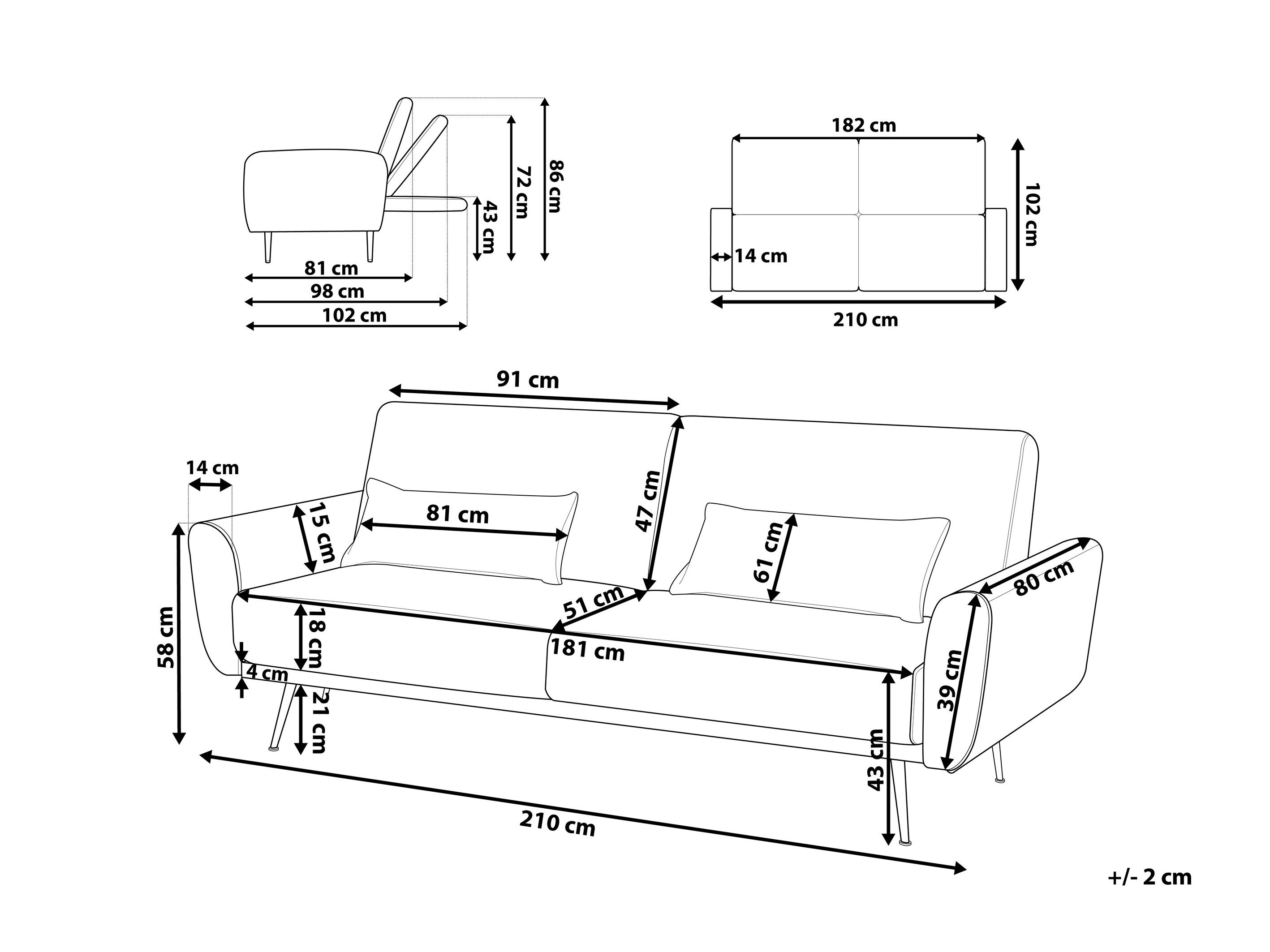 Sofa na razvlačenje Berwyn 750 (Taupe)