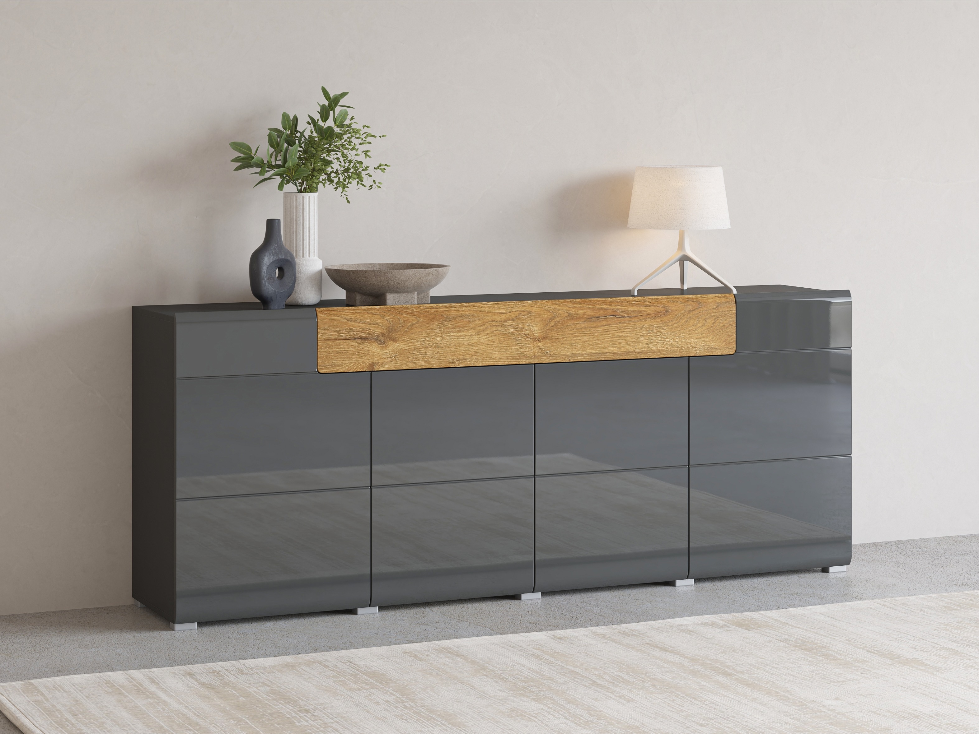 Komoda Torsone 102 (Antracit + Gloss antracit + Grandson hrast)