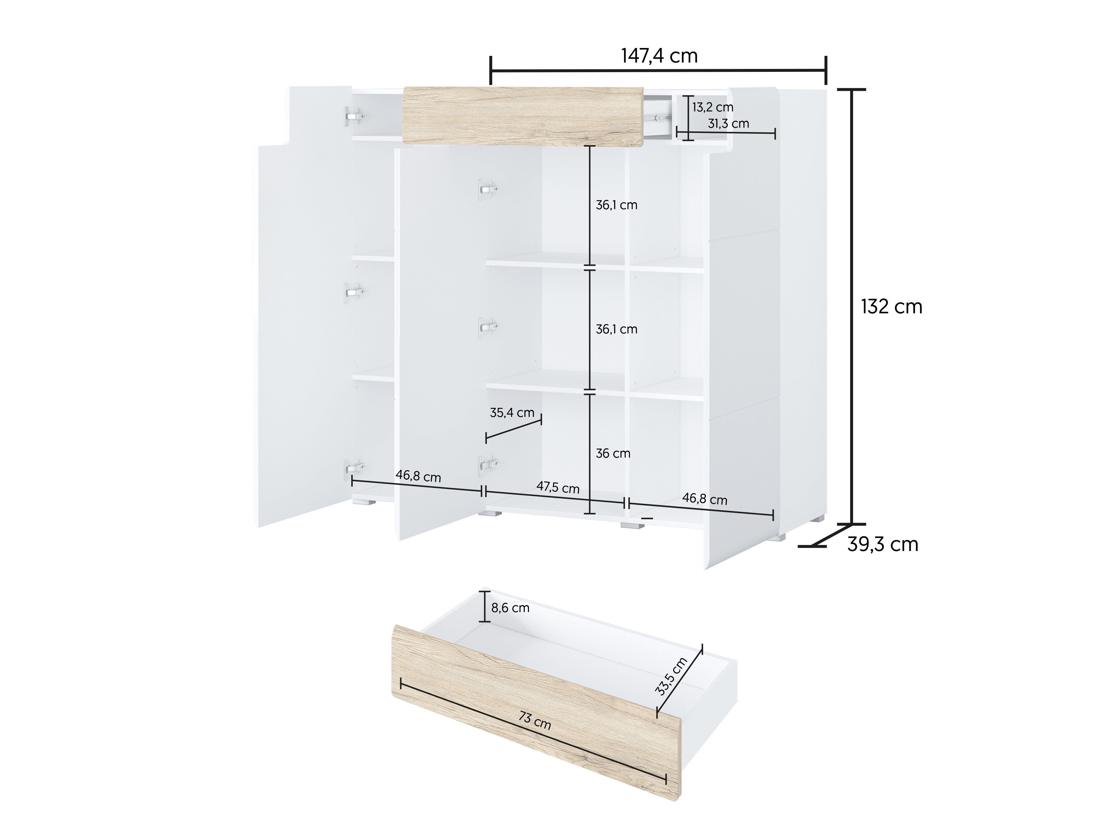 Komoda Torsone 112 (Antracit + Gloss antracit + Grandson hrast)