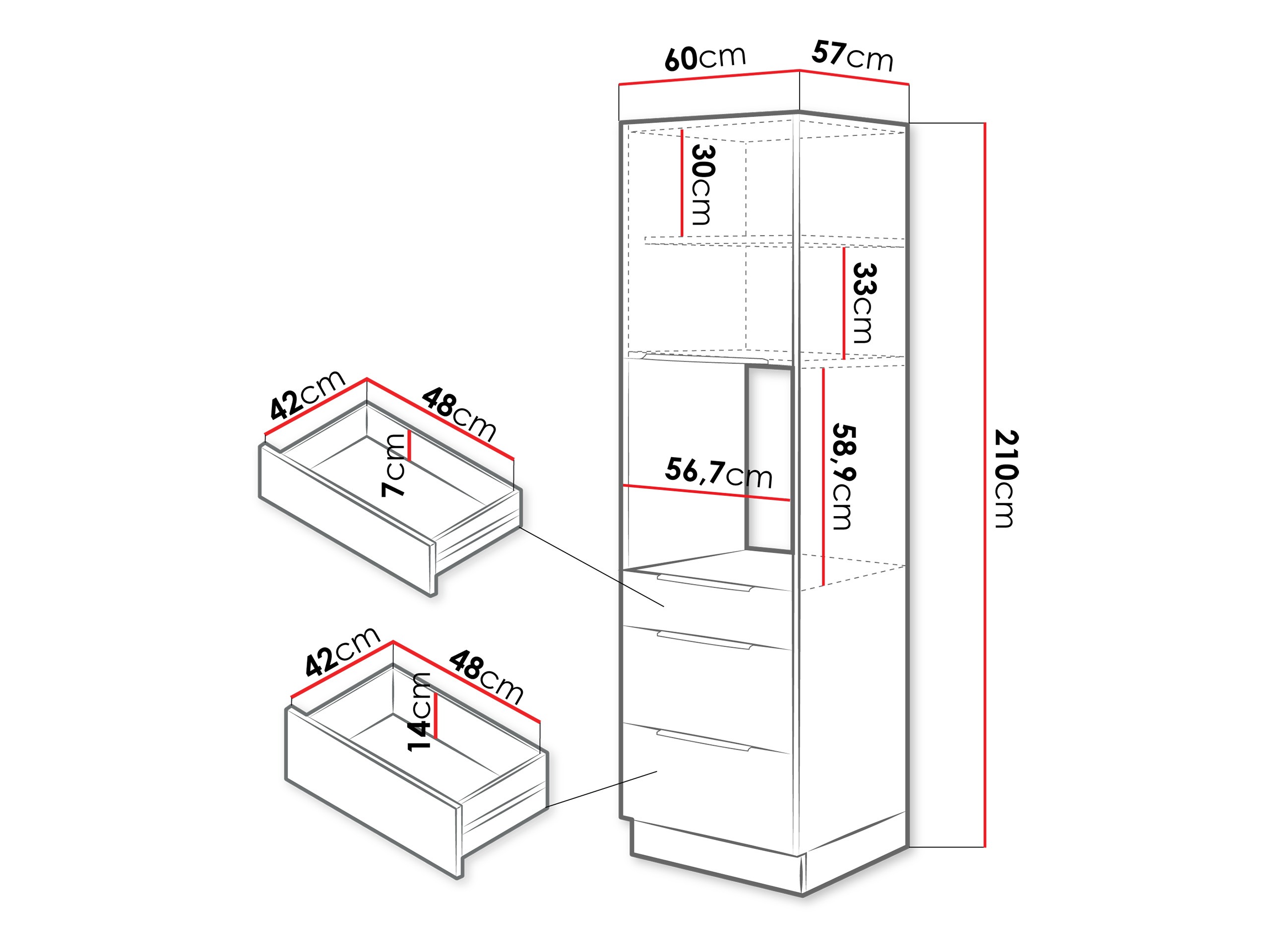 Modularni ormar za ugradne uređaje Sole 135