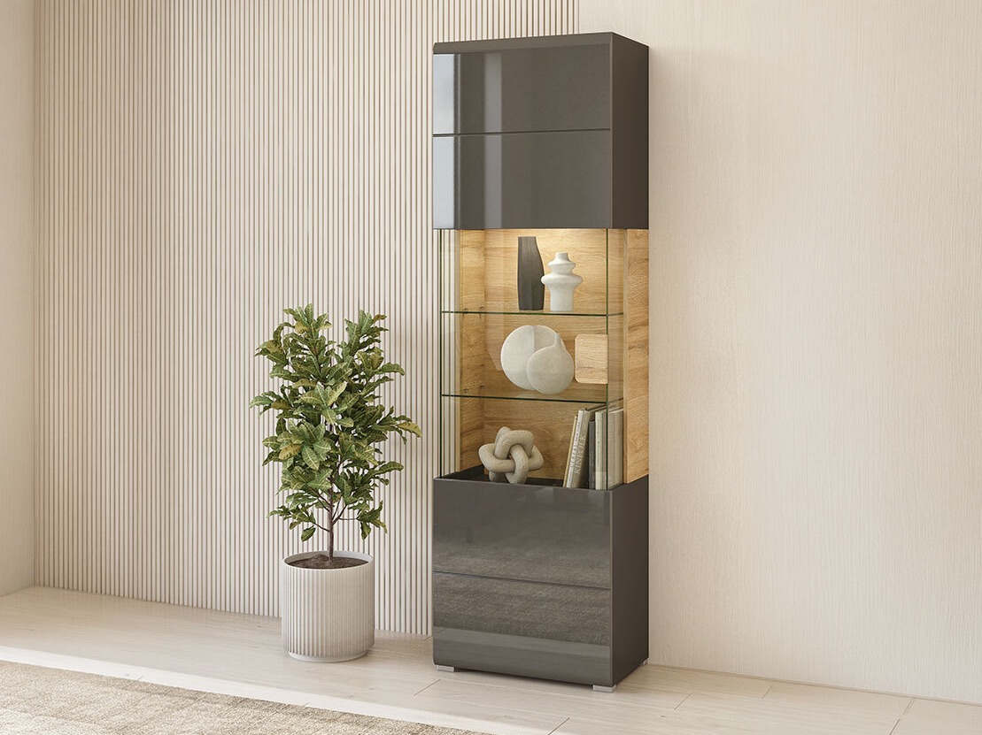 Polica Torsone 103 (Antracit + Gloss antracit + Grandson hrast)