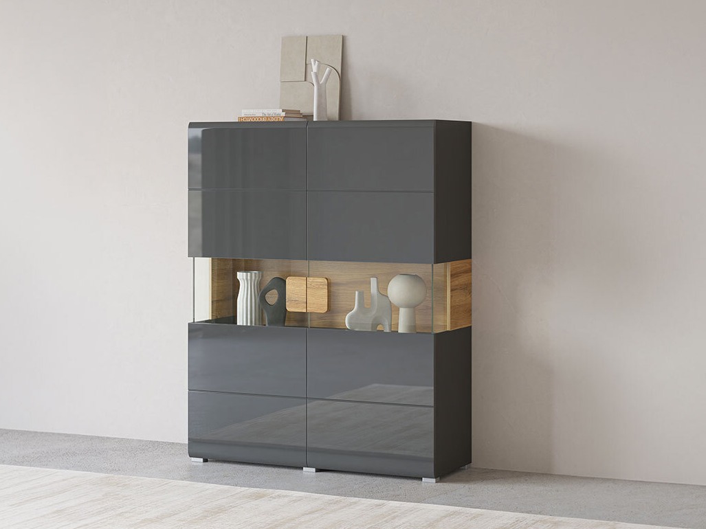 Polica Torsone 107 (Antracit + Gloss antracit + Grandson hrast)