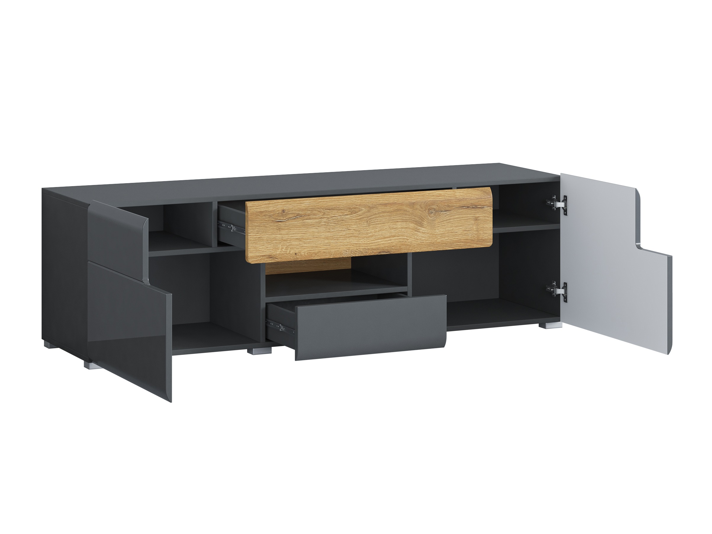 Set za dnevnu sobu Torsone 104 (Antracit + Gloss antracit + Grandson hrast)