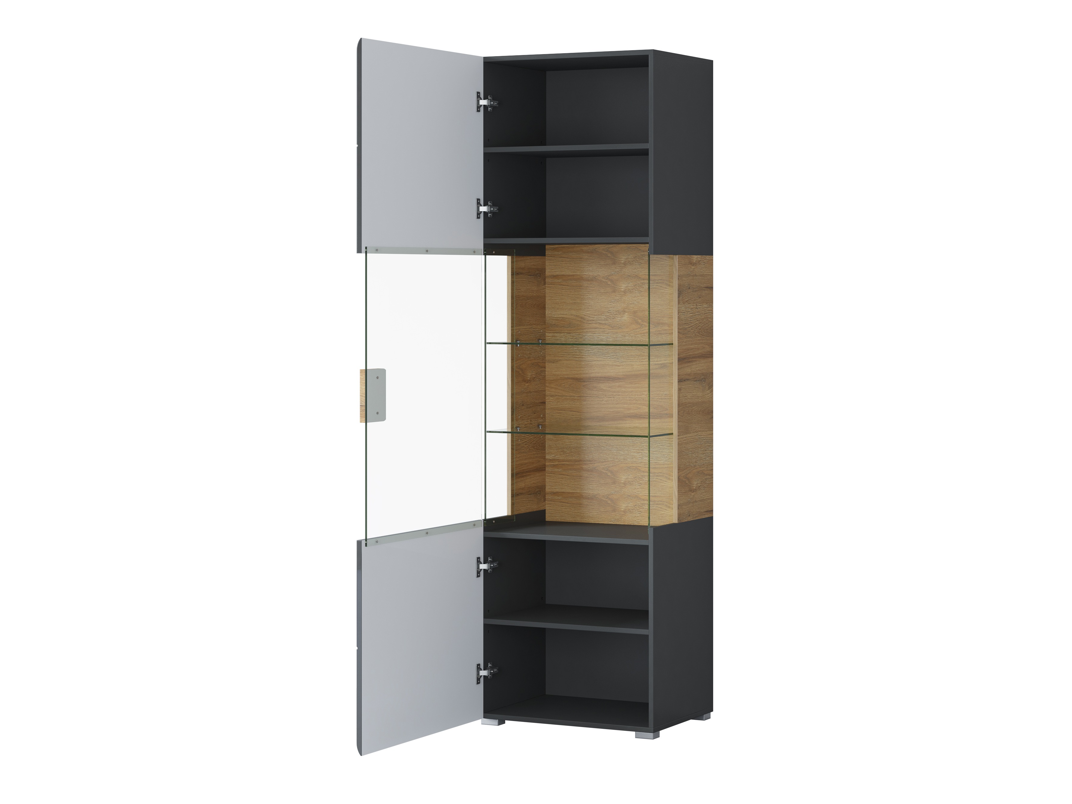 Set za dnevnu sobu Torsone 104 (Antracit + Gloss antracit + Grandson hrast)