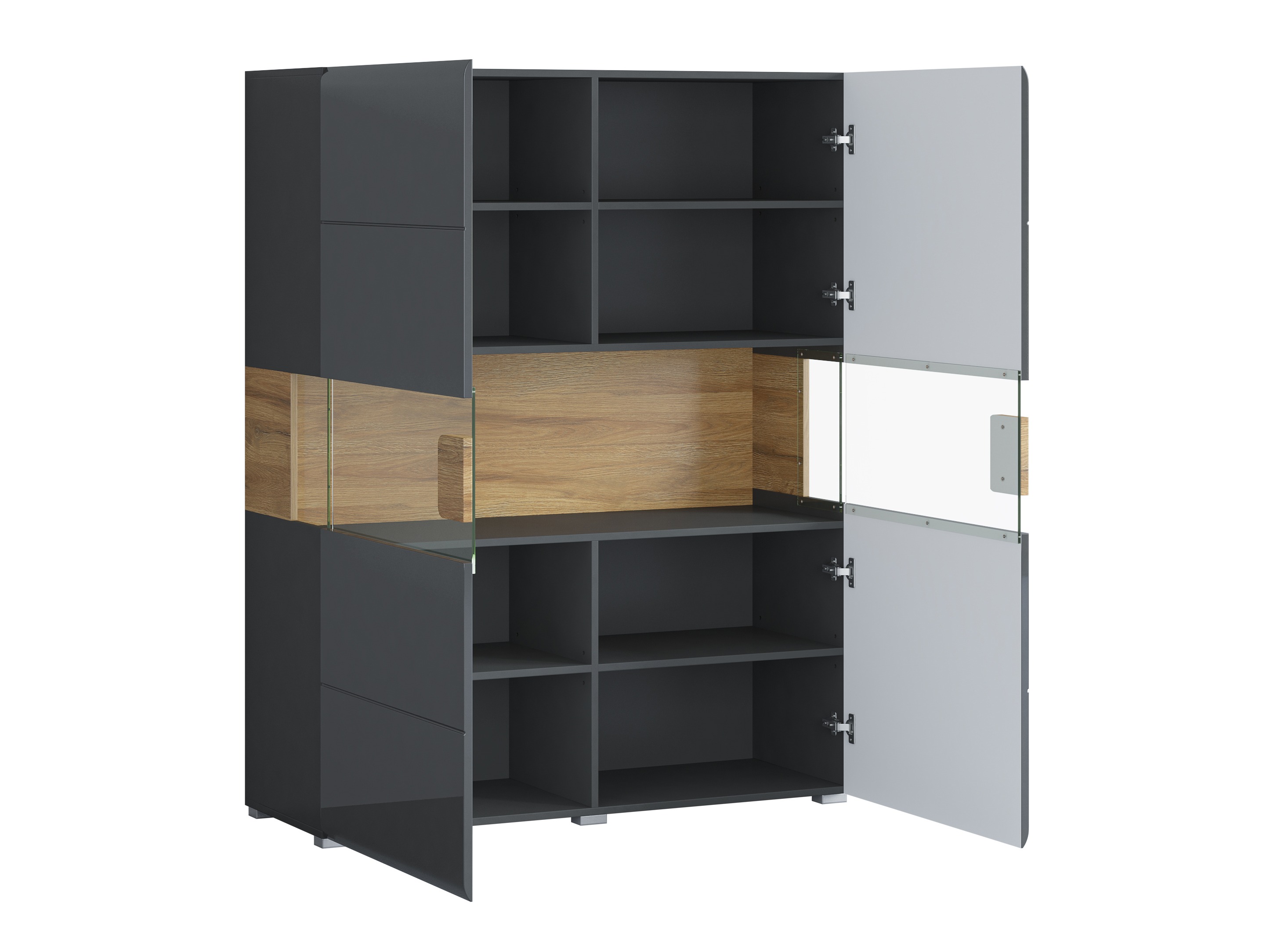 Set za dnevnu sobu Torsone 104 (Antracit + Gloss antracit + Grandson hrast)